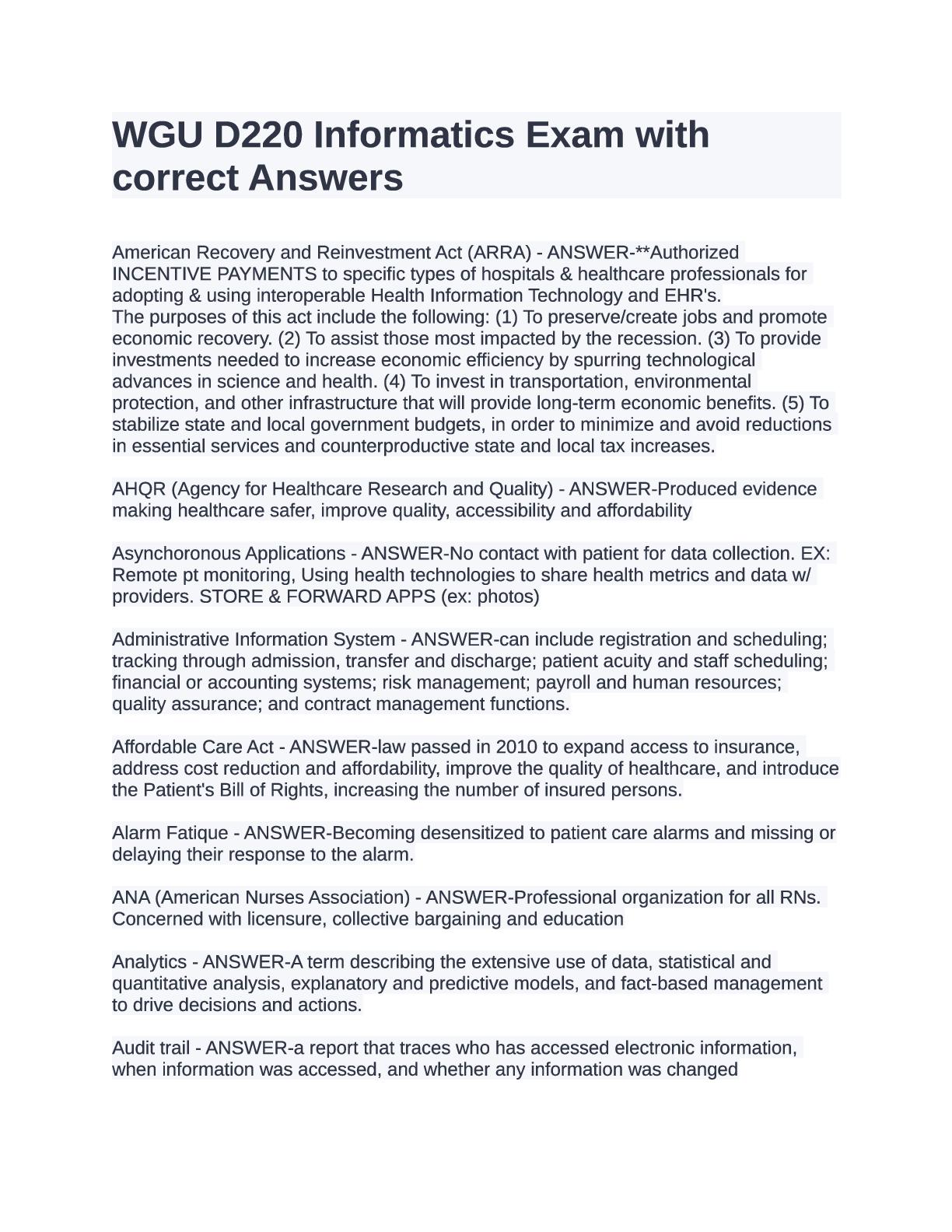Preview image for WGU C785 Actual Final Indispensable Study Assessment Question and A Level Marking Scheme Updated 2024