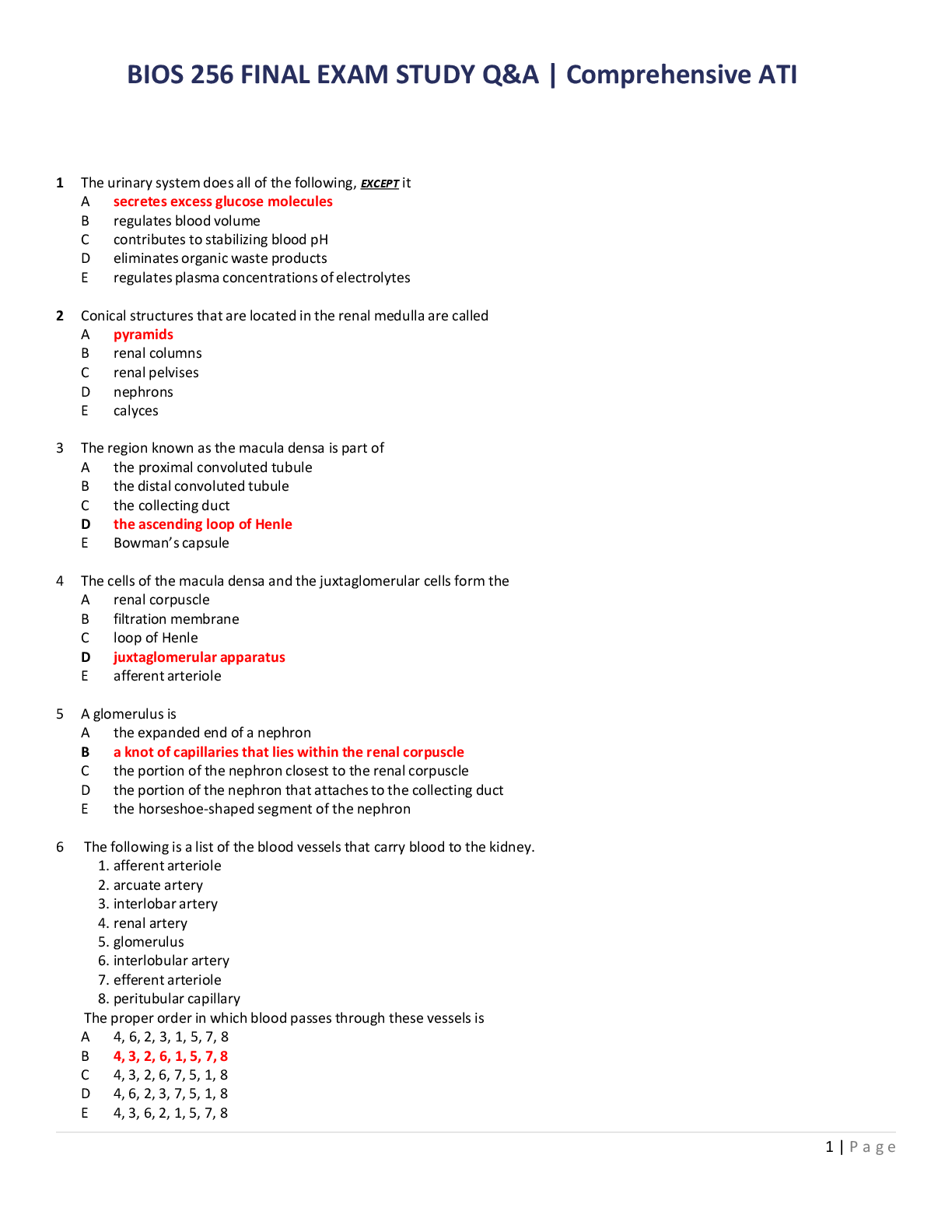 Preview image for BIOS 256 FINAL EXAM STUDY Q&A | Comprehensive ATI
