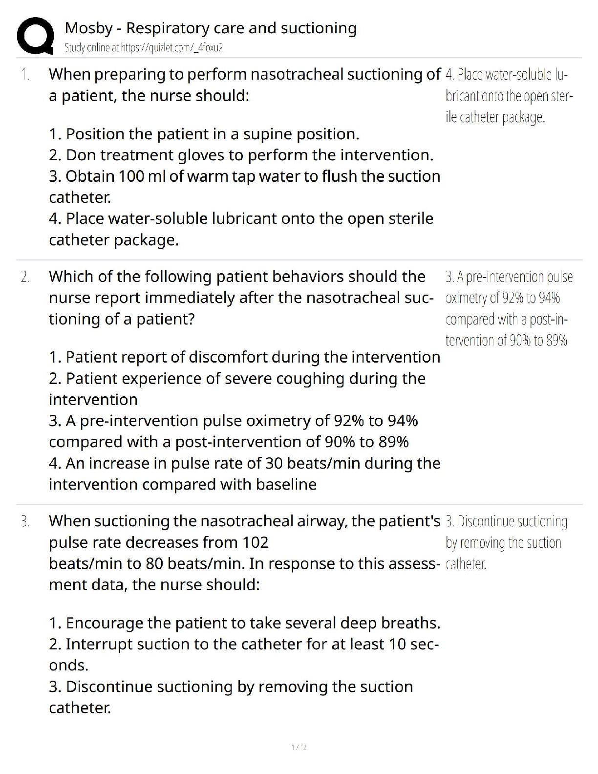 Preview of Mosby - Respiratory Care and Suctioning   2025 Update / Nursing & Respiratory Therapy Stud