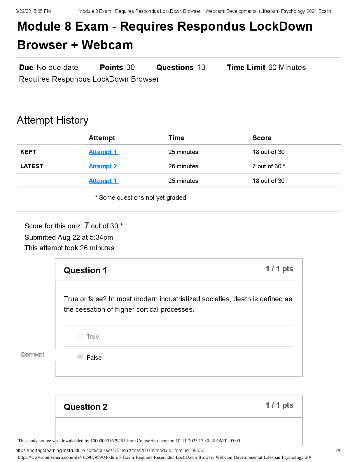 Preview image for Module 8 Exam - Requires Respondus LockDown  Browser + Webcam