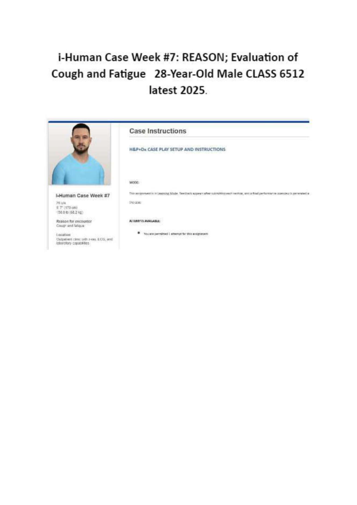Preview image for comprehensive i-Human case study on a 28-year-old male presenting with cough and fatigue