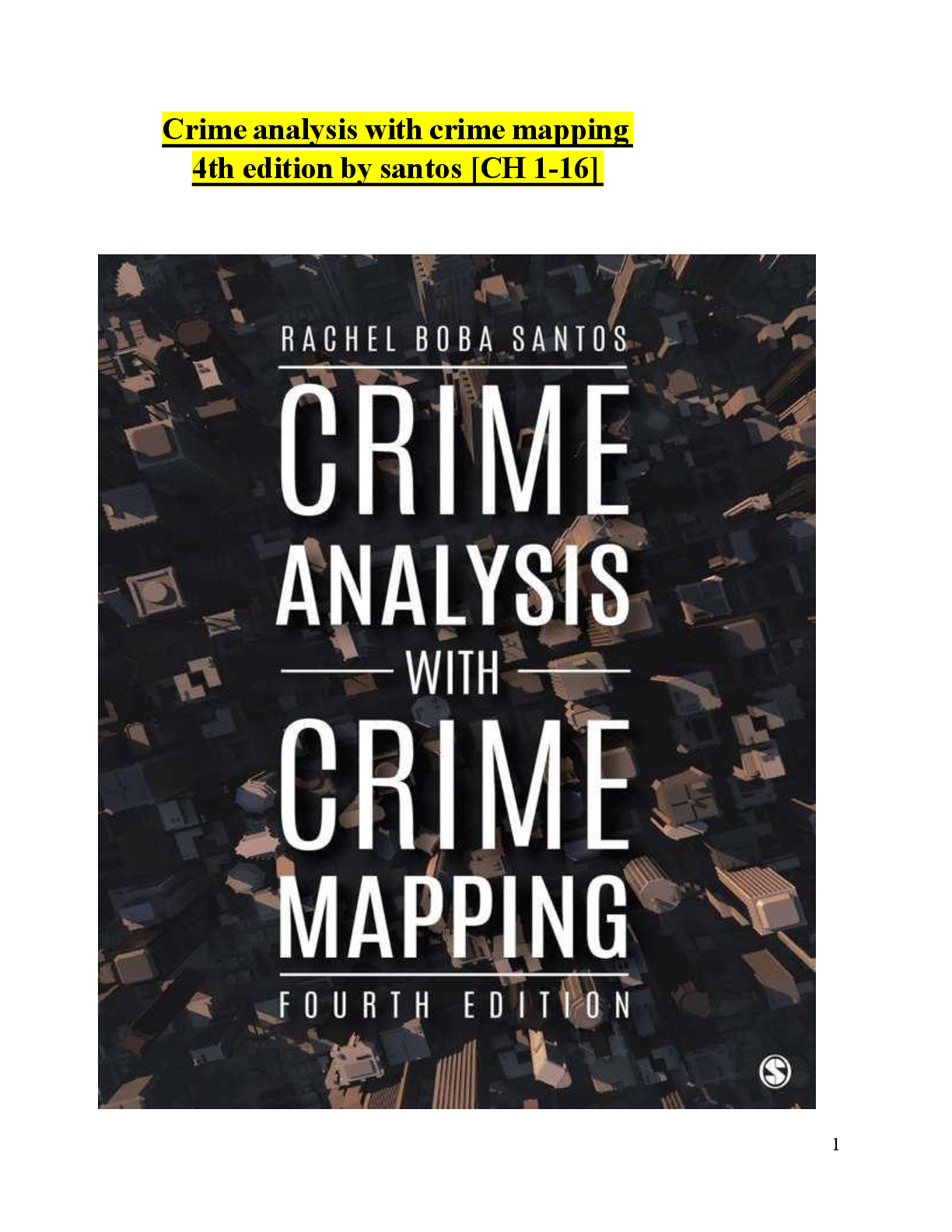 Preview image for Test Bank  Crime Analysis with Crime Mapping   4th Edition by Santos [CH 1-16]