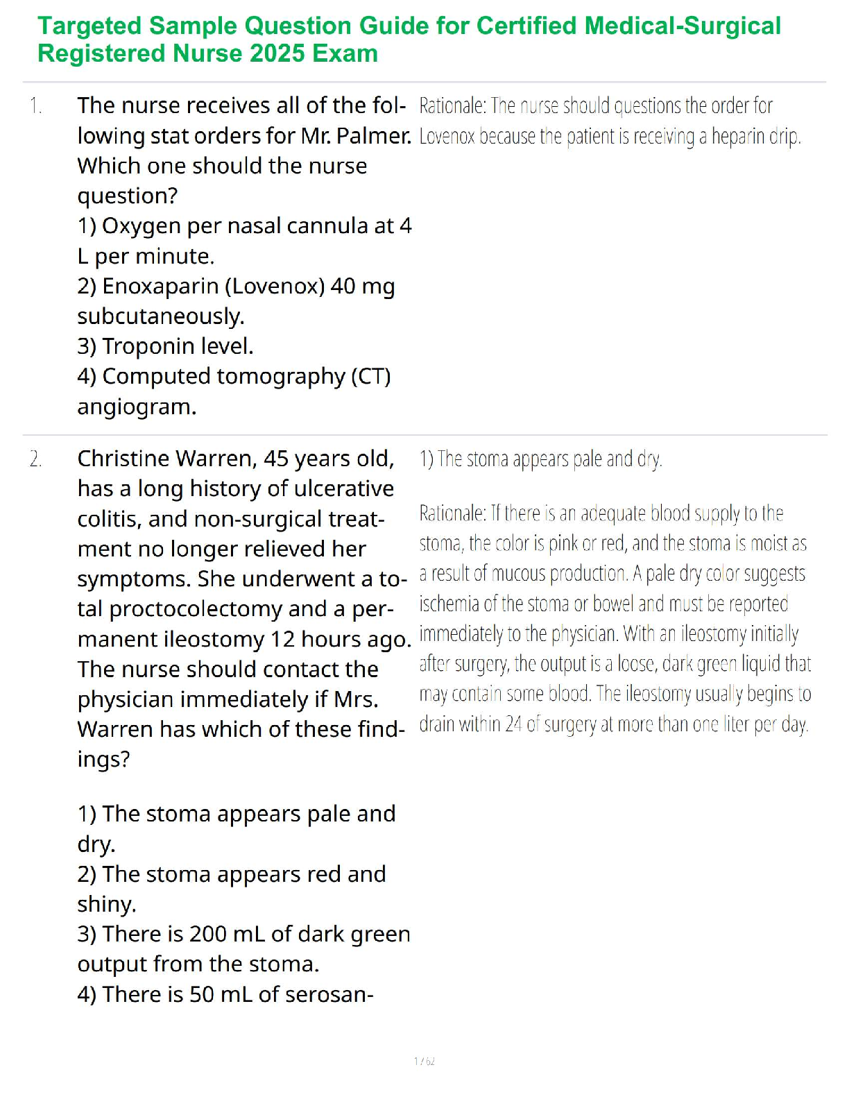 Targeted Sample Question Guide for Certified Medical-Surgical Registered Nurse 2025 Exam