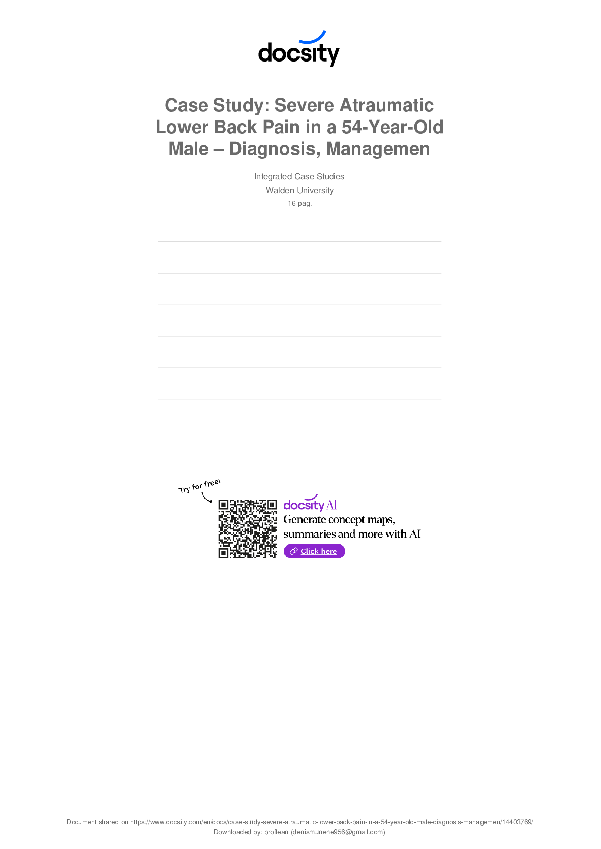 Preview image for “Case Study: Severe Atraumatic Lower Back Pain in a  54-Year-Old Male – Diagnosis, Management & Red  Flag Review”