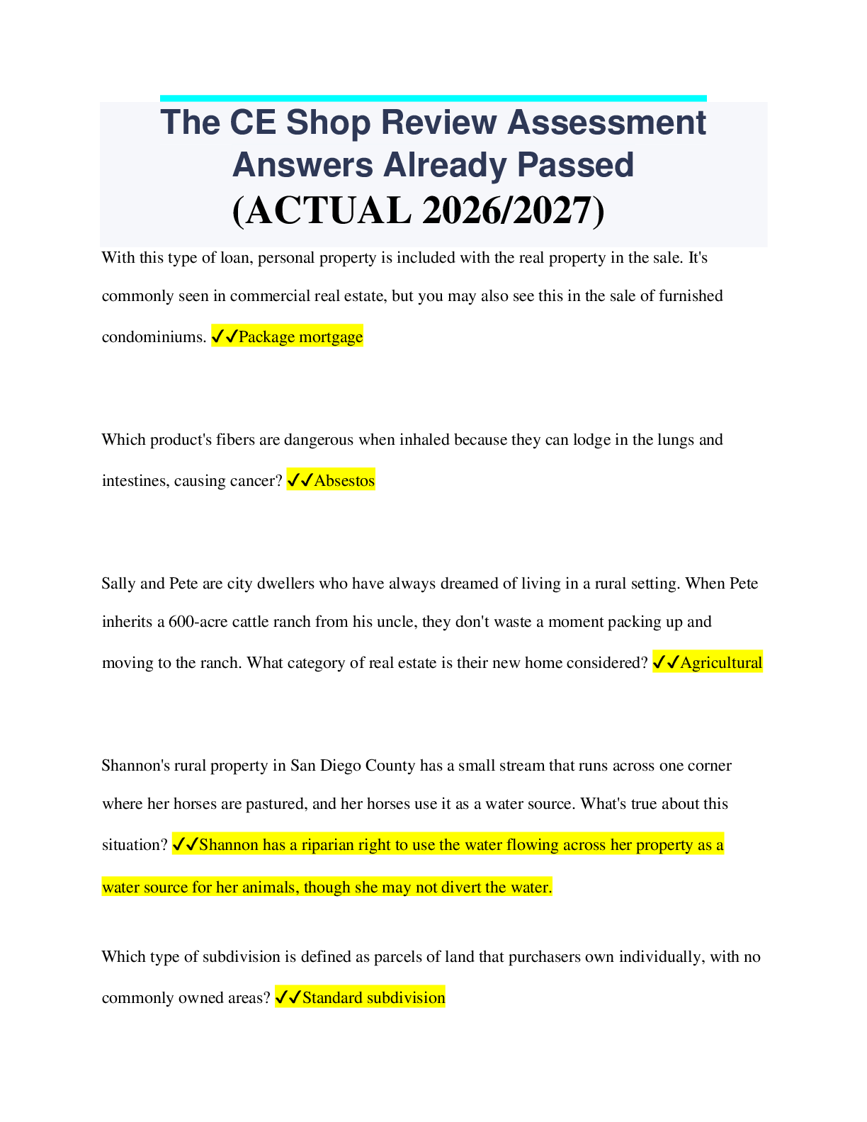 Preview image for The CE Shop Review Assessment Answers Already Passed (ACTUAL 2026/2027)