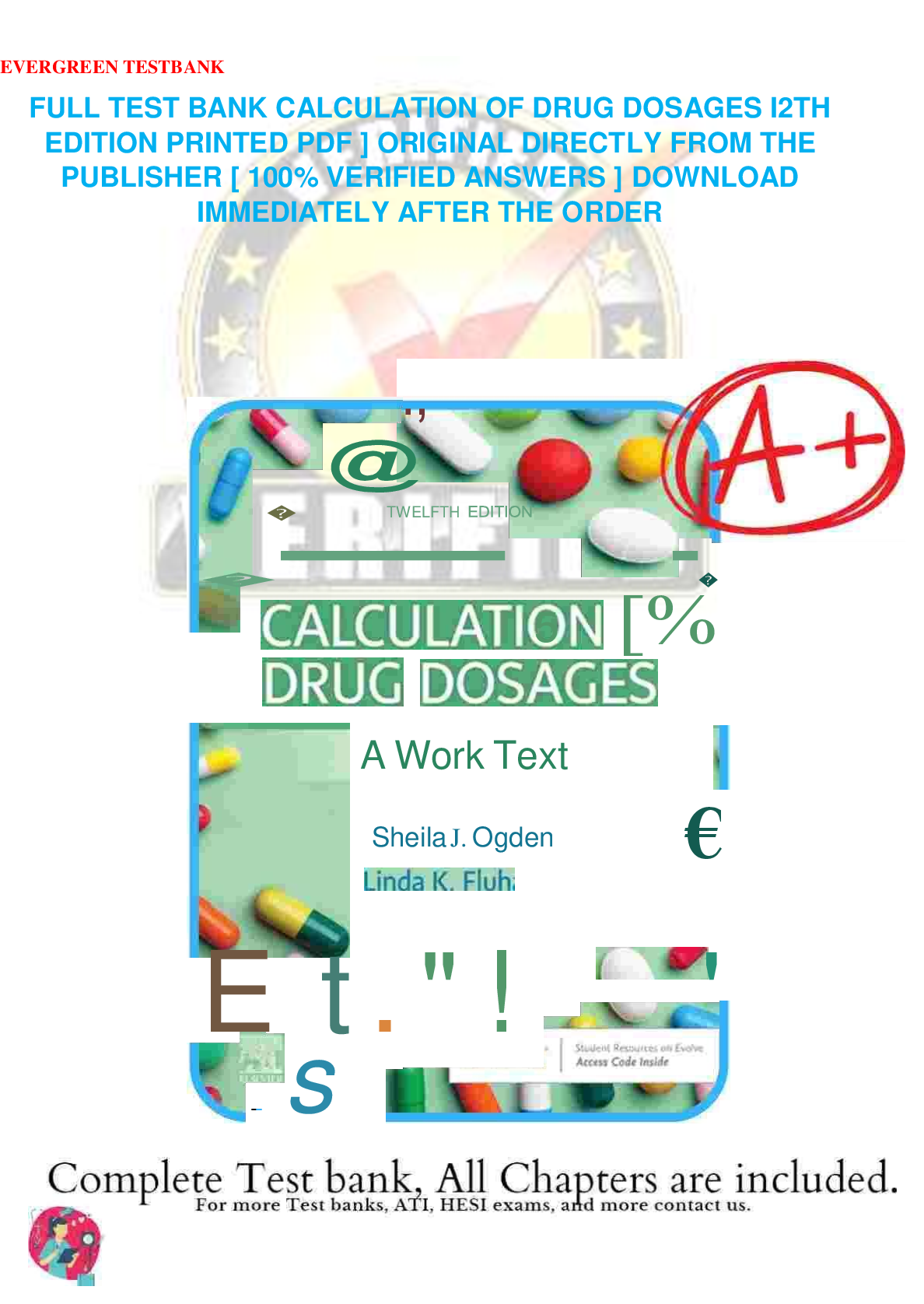 Preview image for FULL TEST BANK CALCULATION OF DRUG DOSAGES I2TH EDITION PRINTED PDF ] ORIGINAL DIRECTLY FROM THE PUBLISHER [ 100% VERIFIED ANSWERS ] DOWNLOAD IMMEDIATELY AFTER THE ORDER