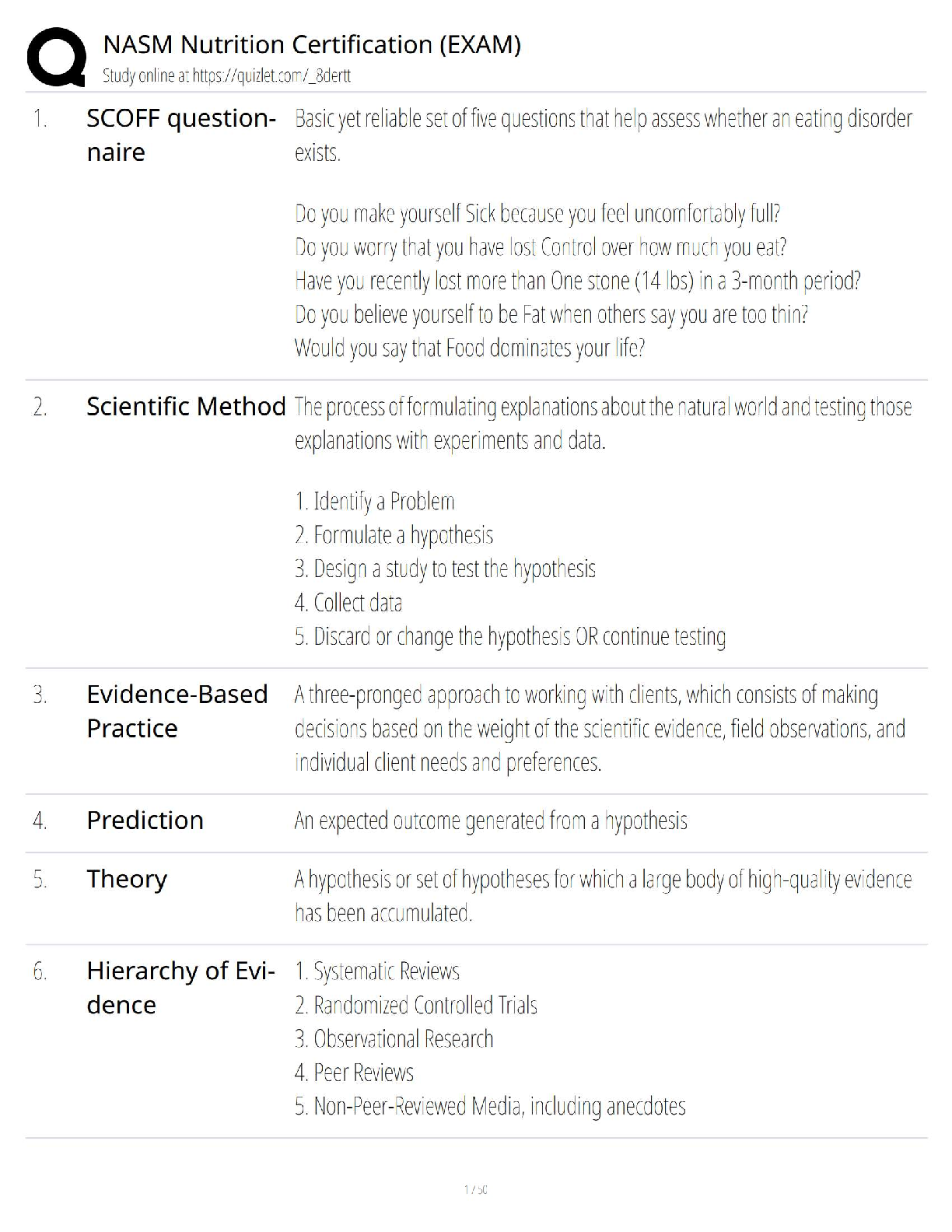 Preview of NASM Nutrition Certification Exam / Study Guide + Key Terms / 2025 Update to