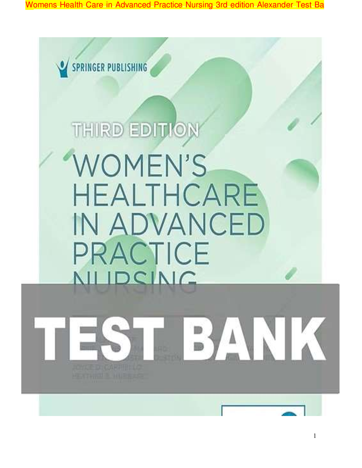 Test Bank Womens Health Care in Advanced Practice Nursing 3rd Edition  Alexander