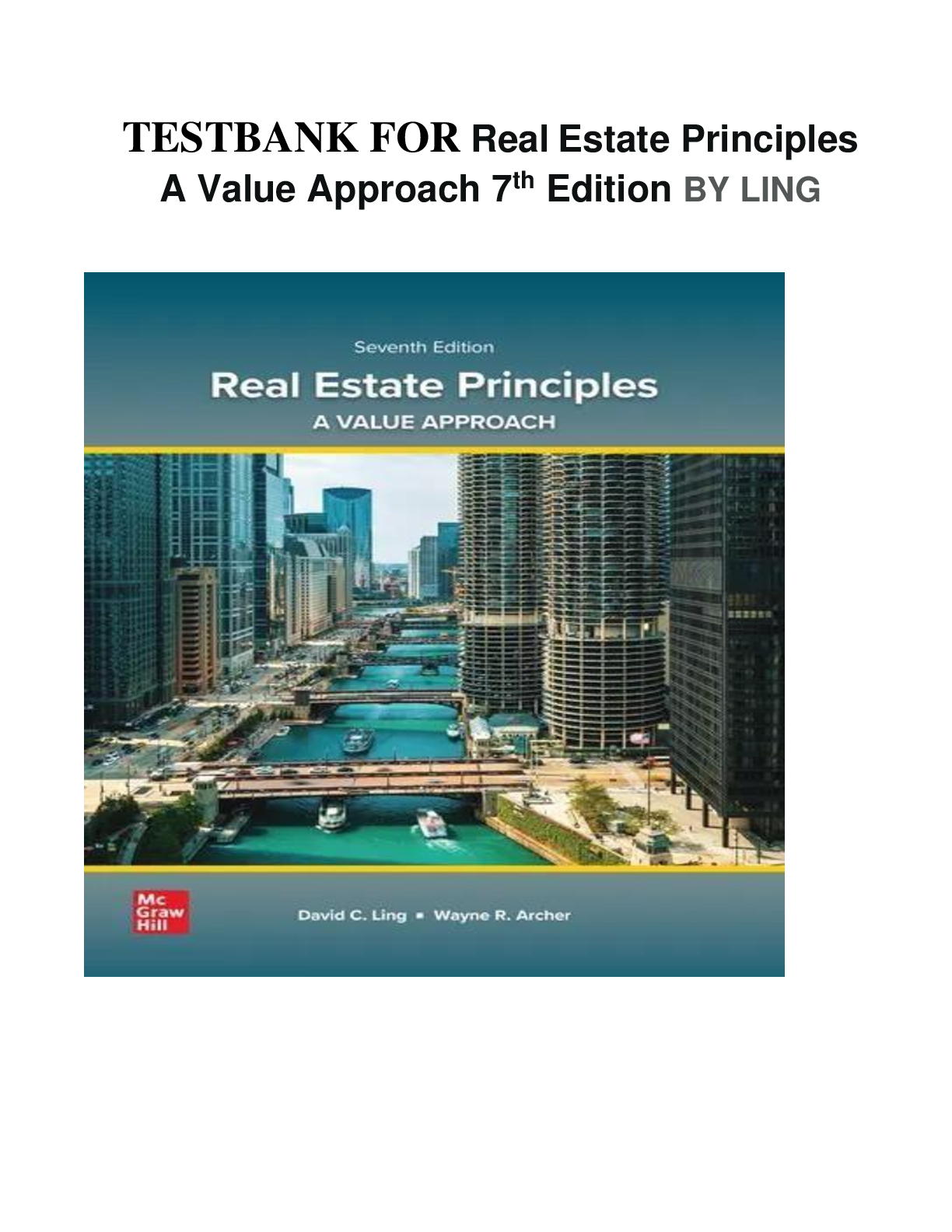 Preview image for Test Bank for Real Estate Principles: A Value Approach 7th Edition Ling & Archer | All Chapters Q&A