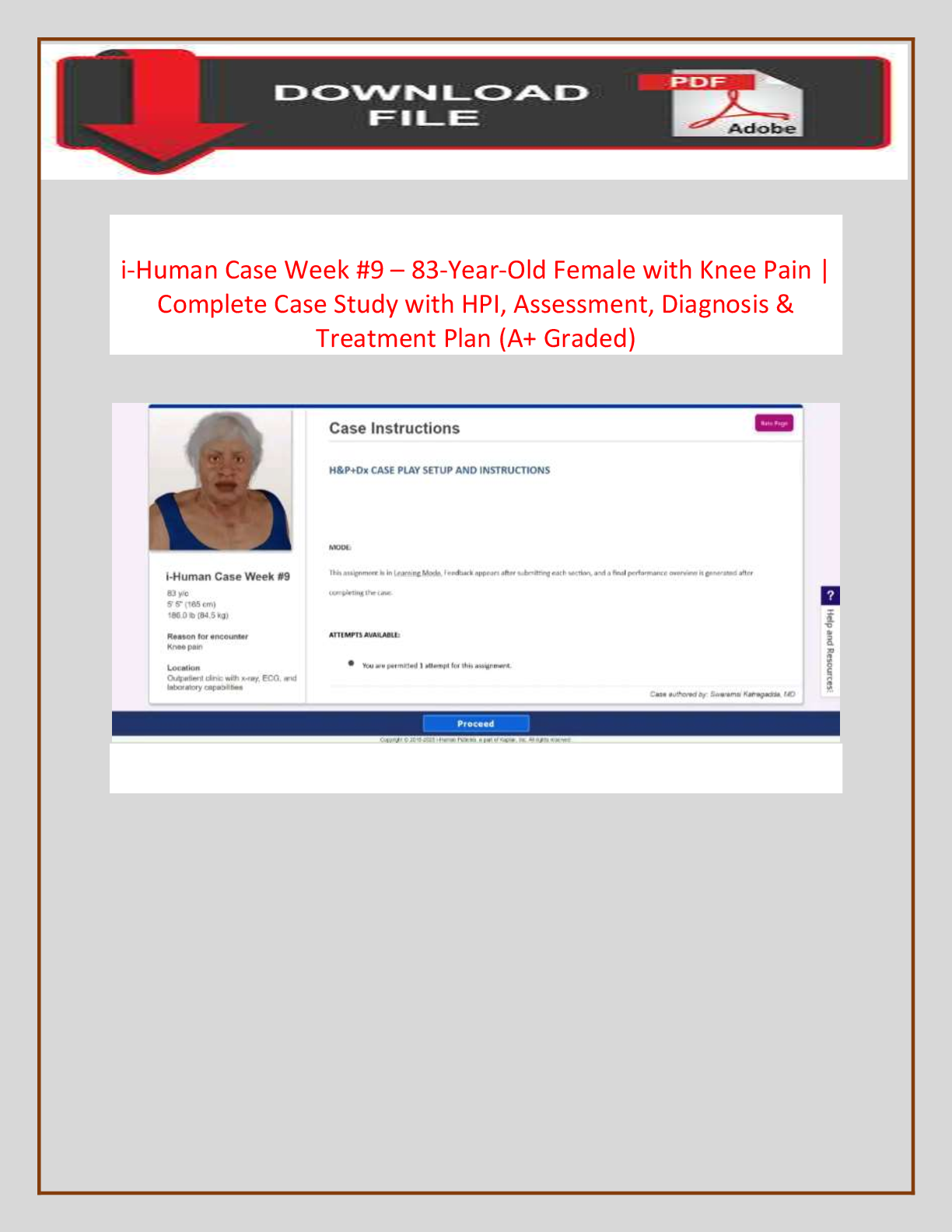 Preview image for i-Human Case 9 Knee Pain | 83-Year-Old Female | Full Case Study with Answers & Care Plan (2025)