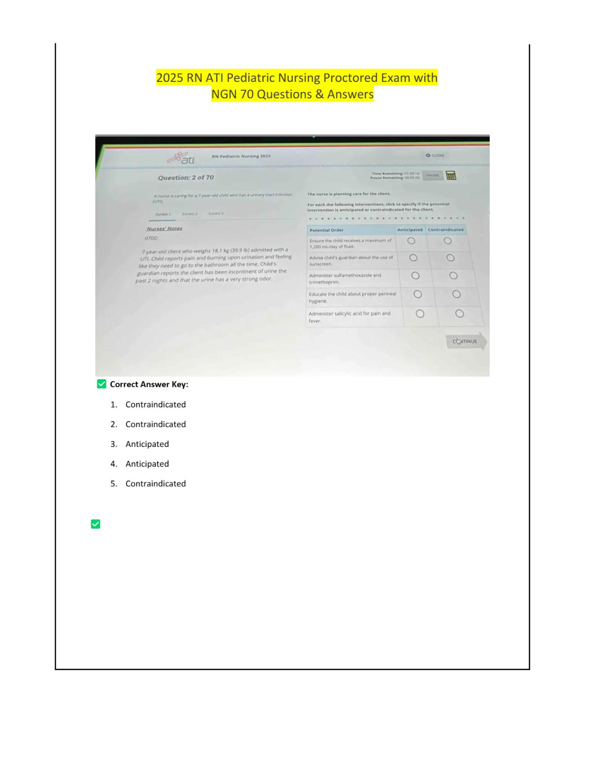 Preview image for ATI RN Pediatric Nursing Proctored Exam 2023/2025 With NGN 70 Questions & Answers | Real ATI Pediatrics Exam