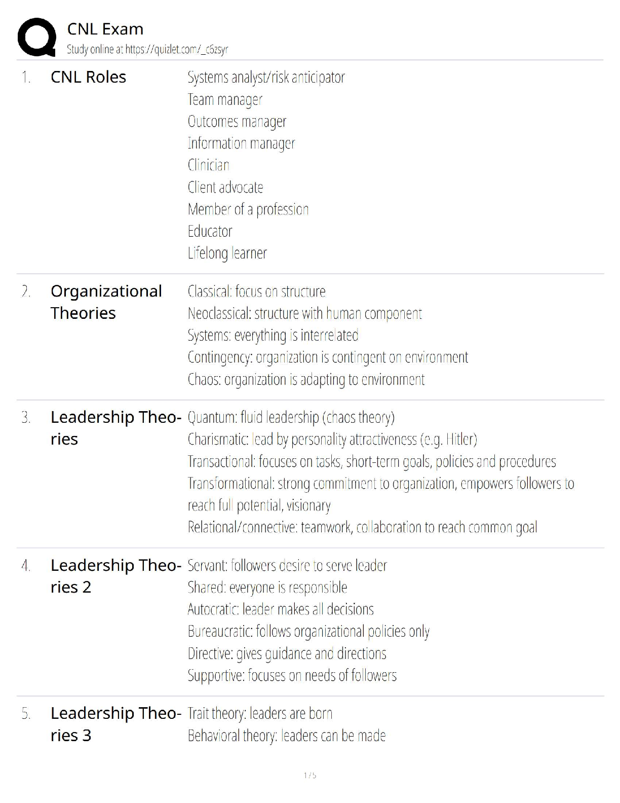 Preview of CNL Exam   2025 Update / Clinical Nurse Leader Certification Test Bank