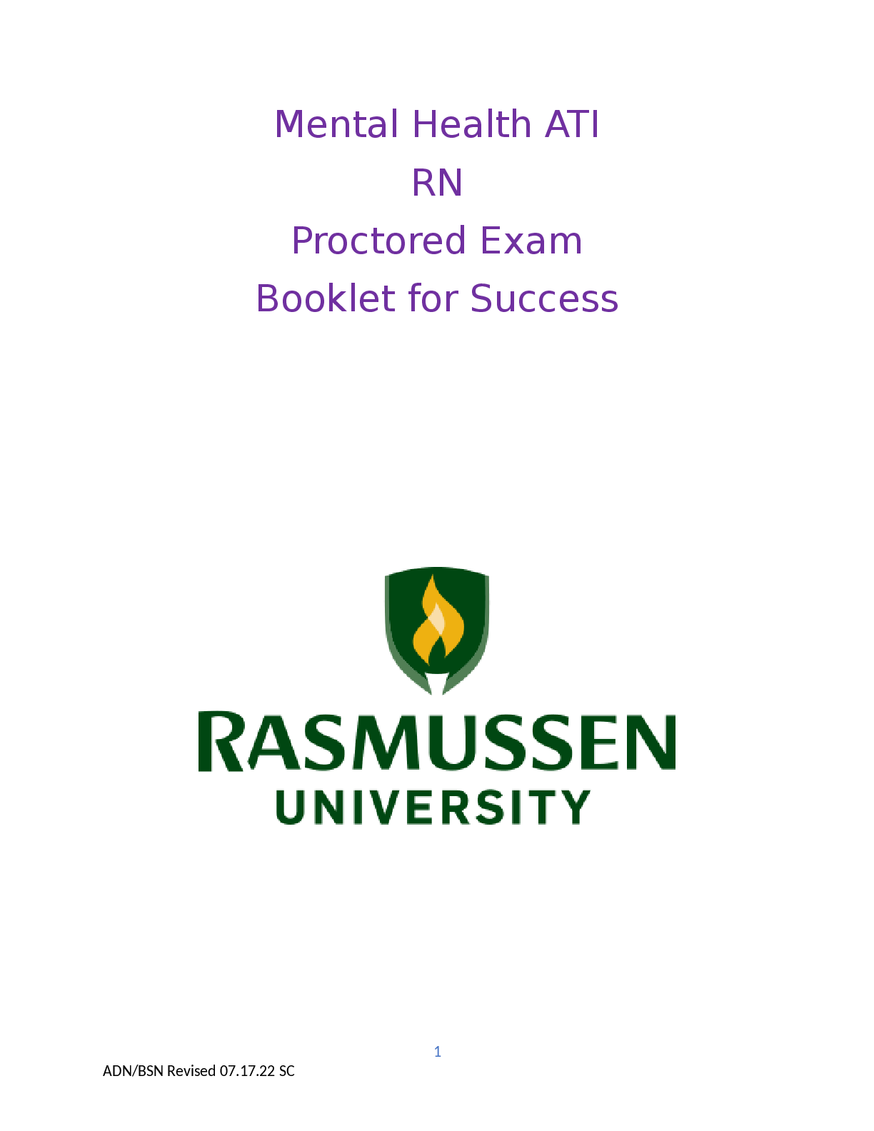 Preview image for Mental Health ATI  RN  Proctored Exam  Booklet for Success