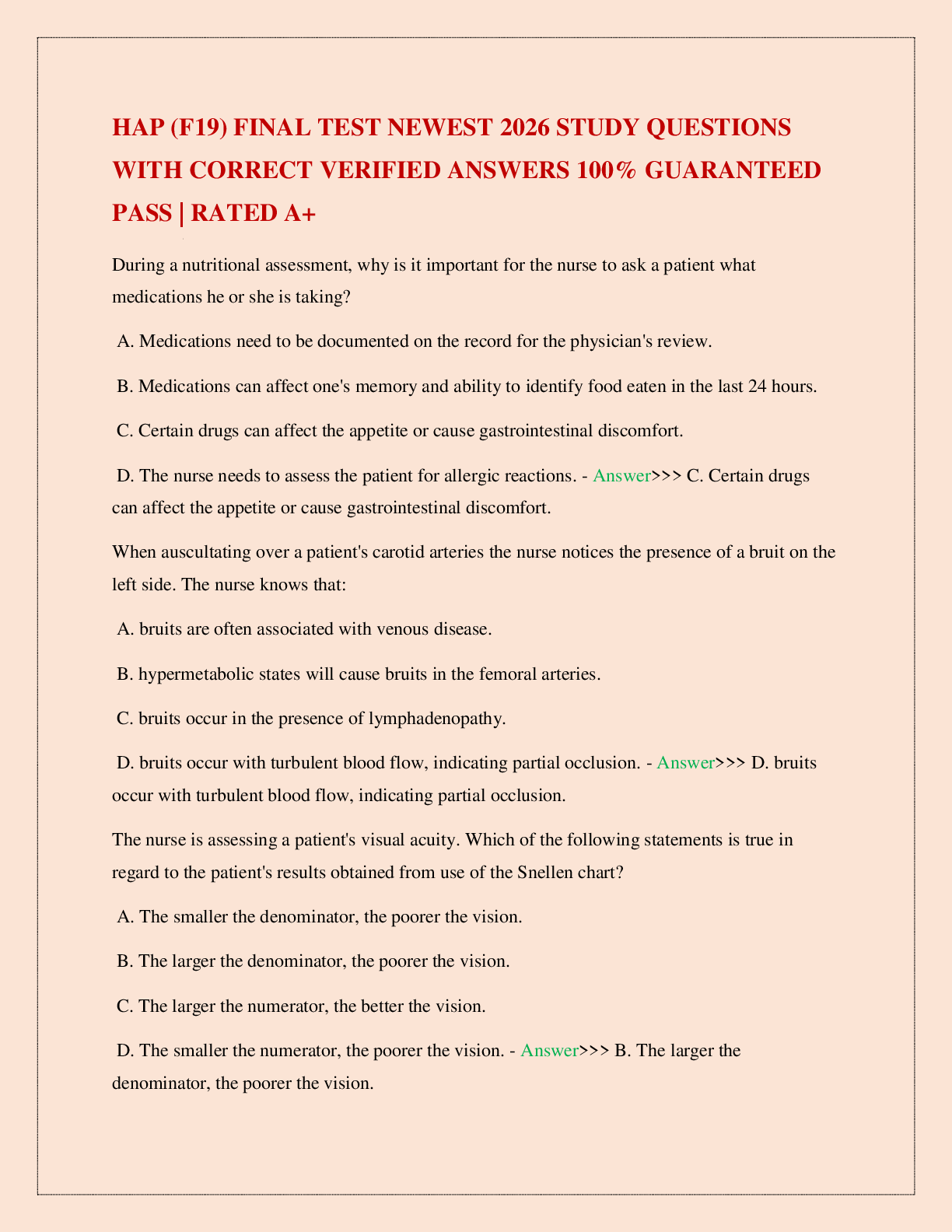 Preview image for HAP (F19) FINAL TEST NEWEST 2026 STUDY QUESTIONS WITH CORRECT VERIFIED ANSWERS 100% GUARANTEED PASS | RATED A+
