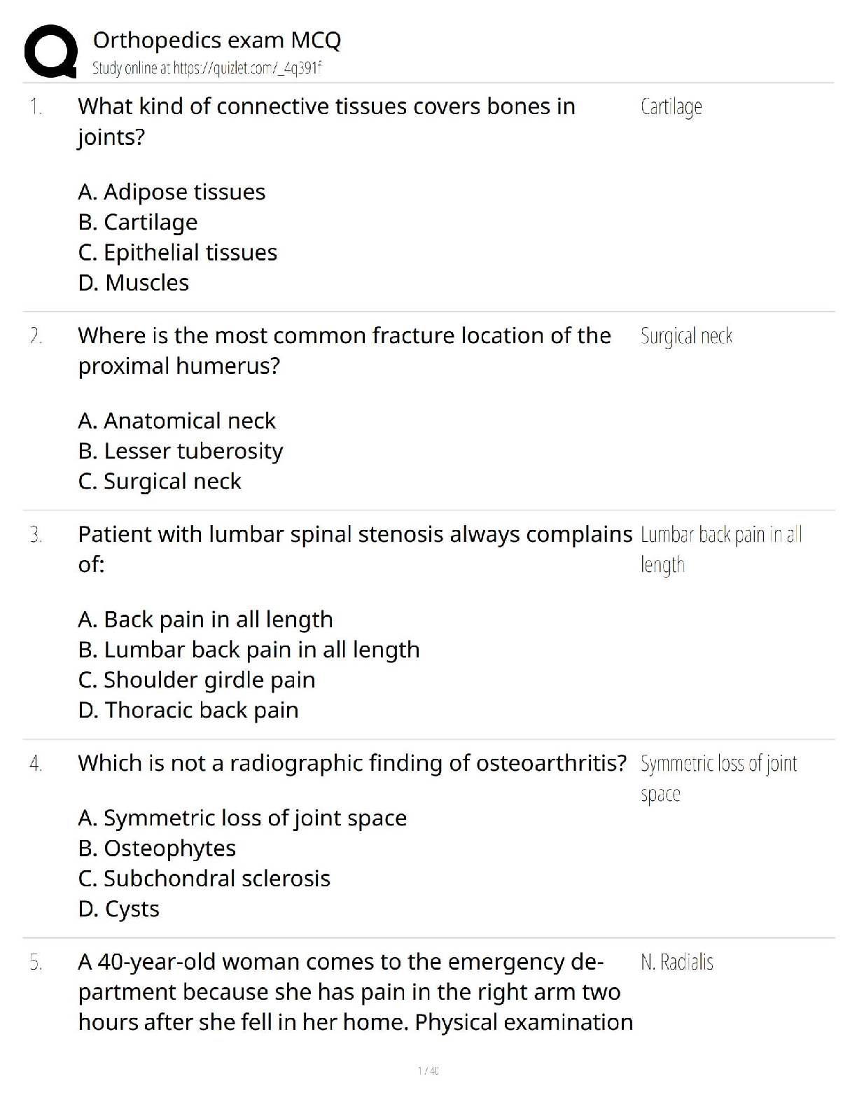 Preview of Orthopedics Exam MCQ   2025 Update / Nursing &amp; Medical Test Bank Study Guide