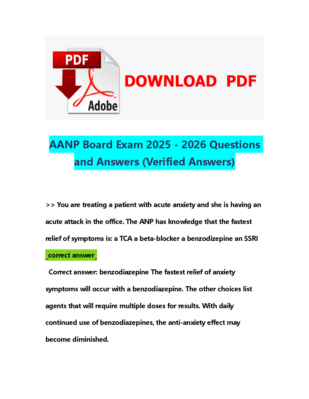 Preview image for AANP  Board  and  Exam  202  Answers  5 2026  (Verified  Questions  Answers)