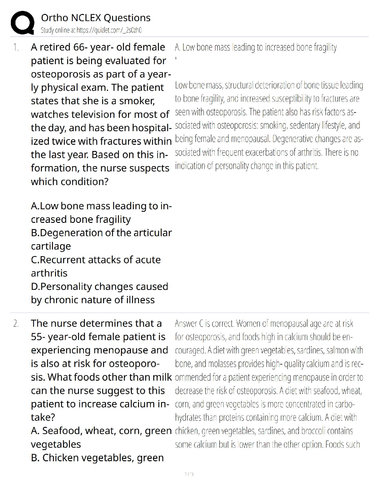 Preview of Ortho NCLEX Questions   2025 Update / Orthopedic Nursing Exam Test Bank