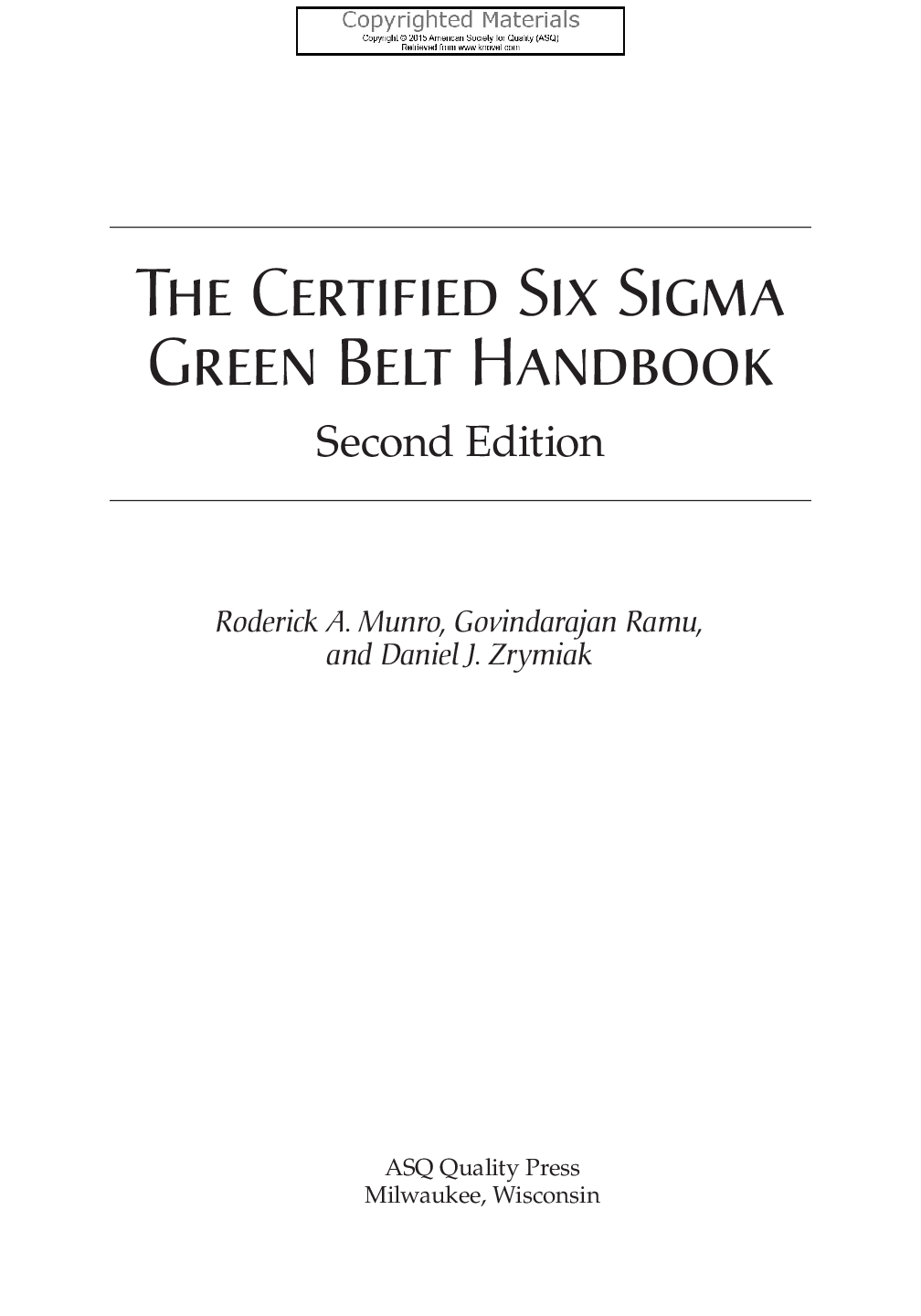 Preview image for The Certified Six Sigma   Green Belt Handbook  Second Edition