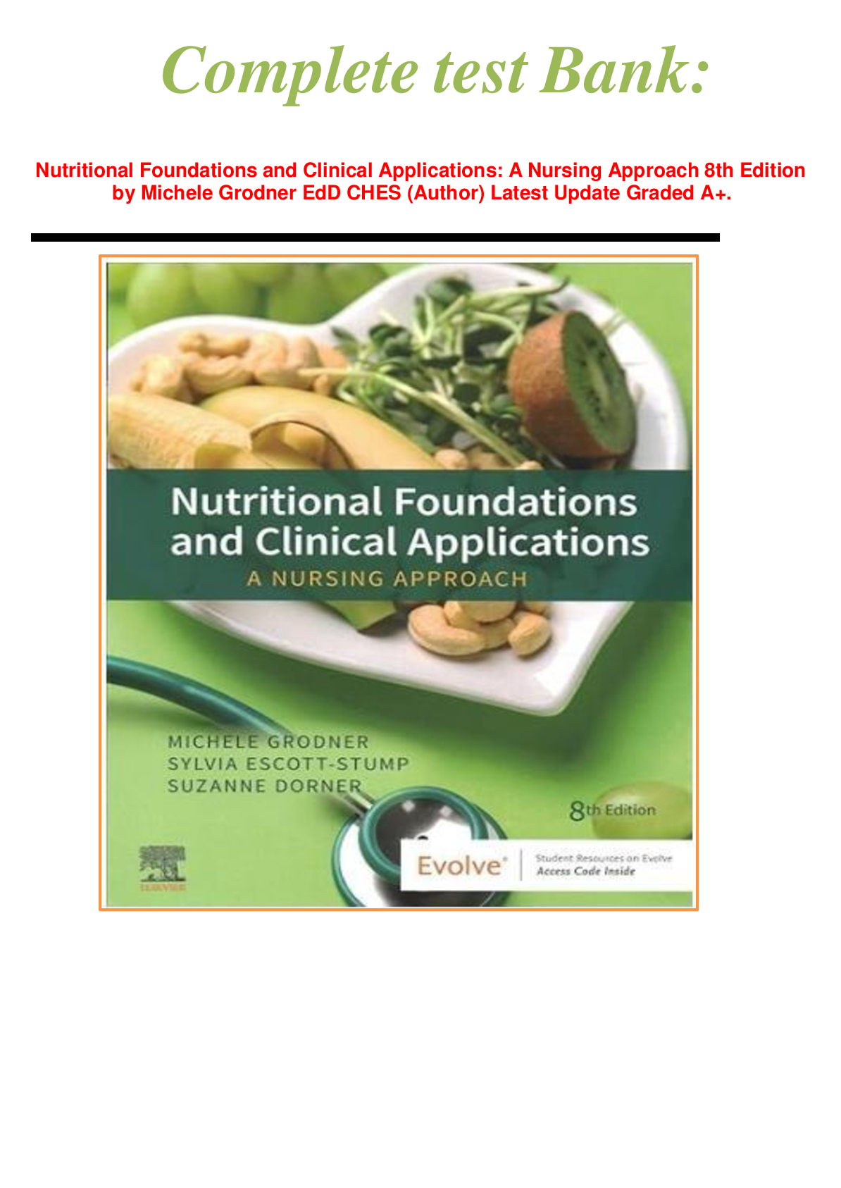 Preview image for Nutritional Foundations & Clinical Applications - A Nursing Approach 8th Edition Grodner Test Bank 2025