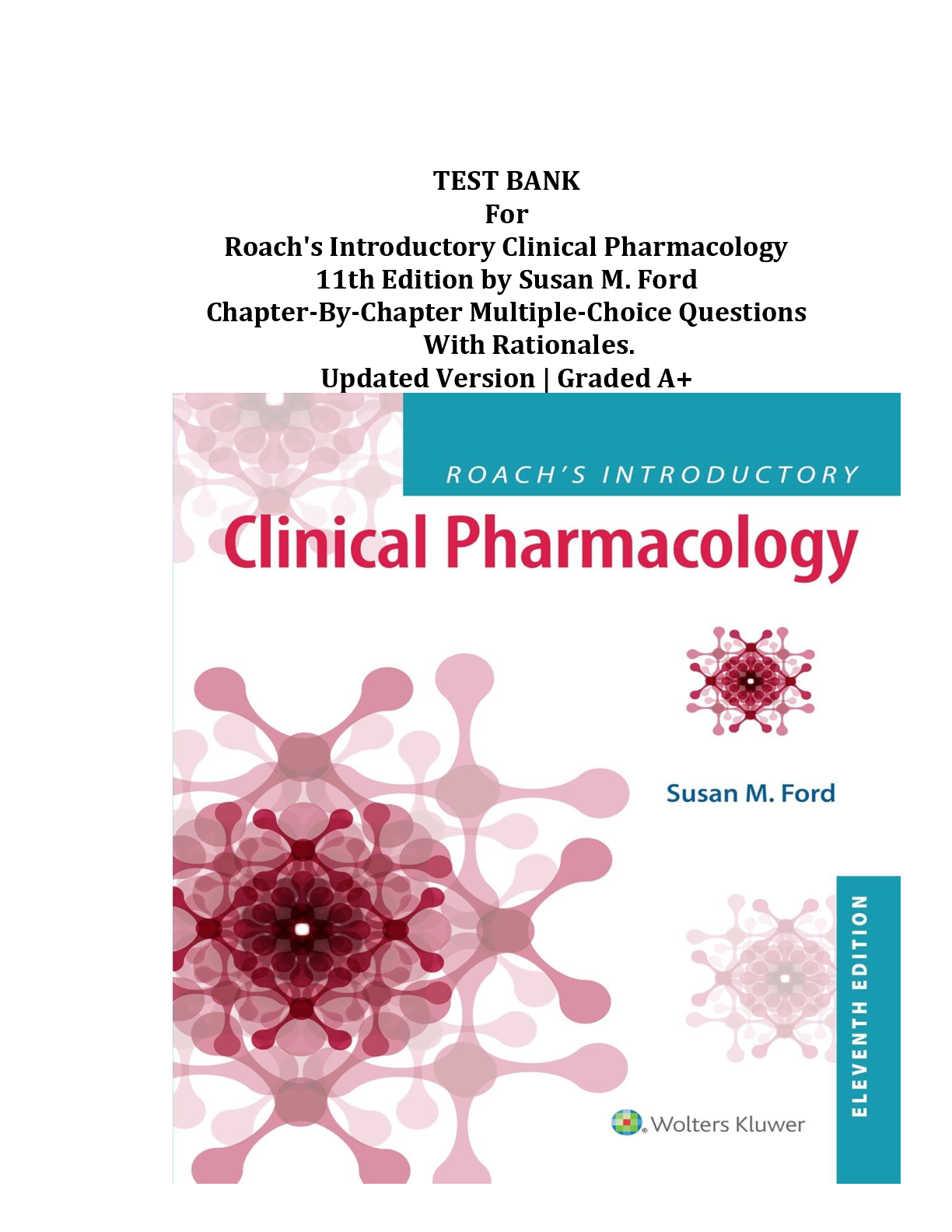 Preview image for Roach's Introductory Clinical Pharmacology 11th Edition Test Bank | Chapter-by-Chapter Multiple-Choice Questions with Rationales | Nursing & NCLEX Prep