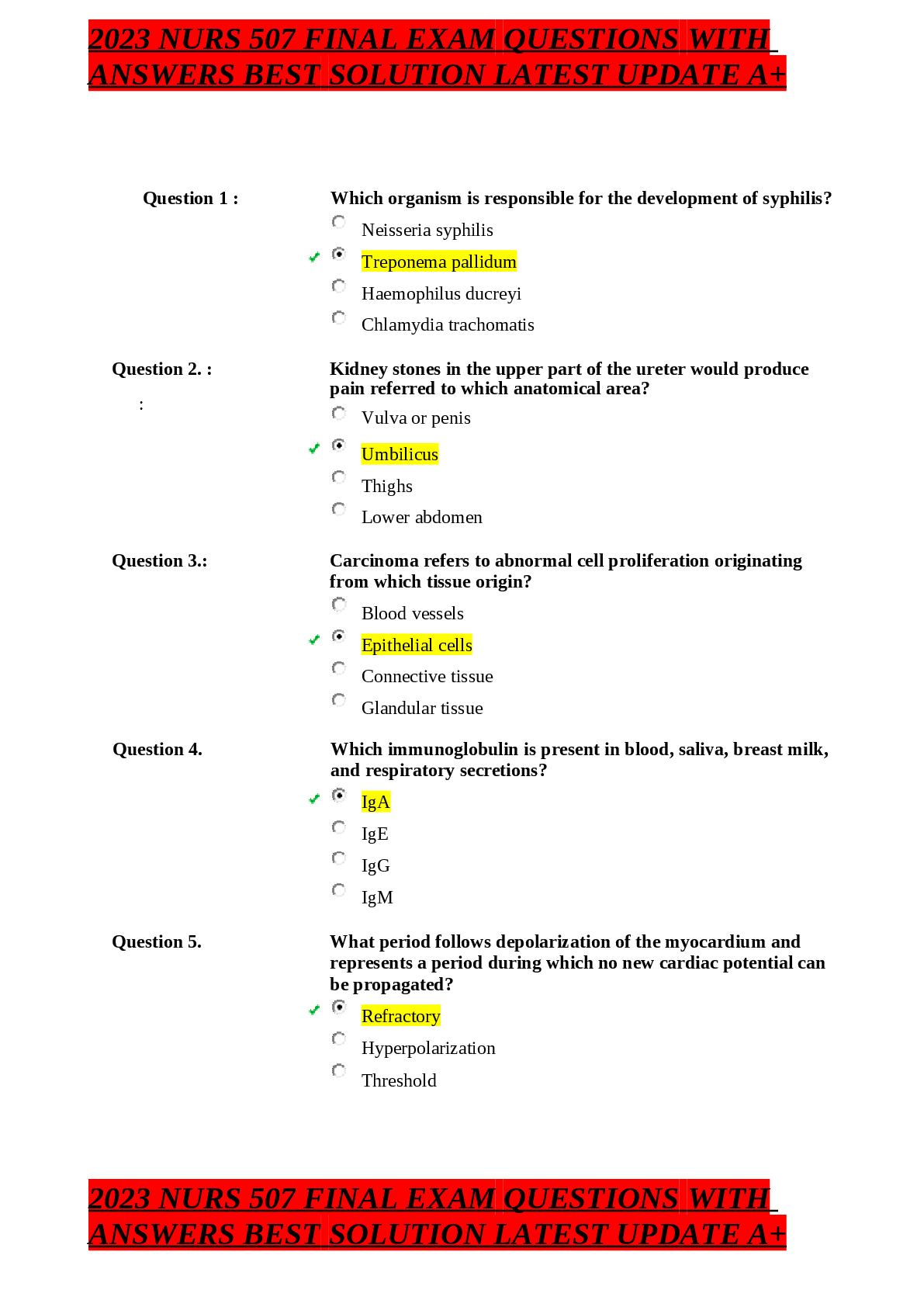 Preview image for 507     FINAL EXAM     QUESTIONS     WITH          ANSWERS     BEST     SOLUTION LATEST UPDATE A+