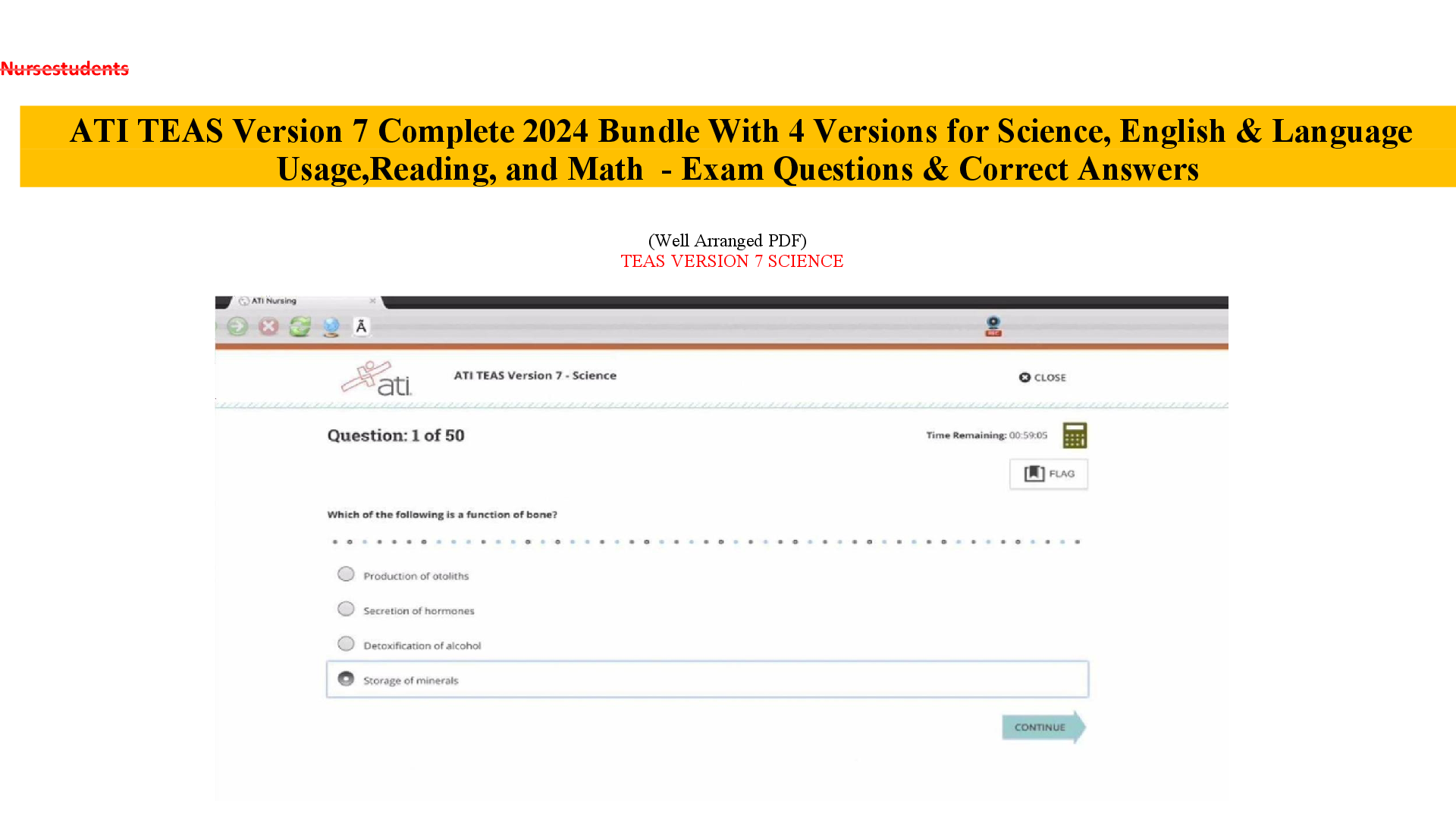 Preview image for TEAS 7 EXAM PDF All Versions Combined 2025