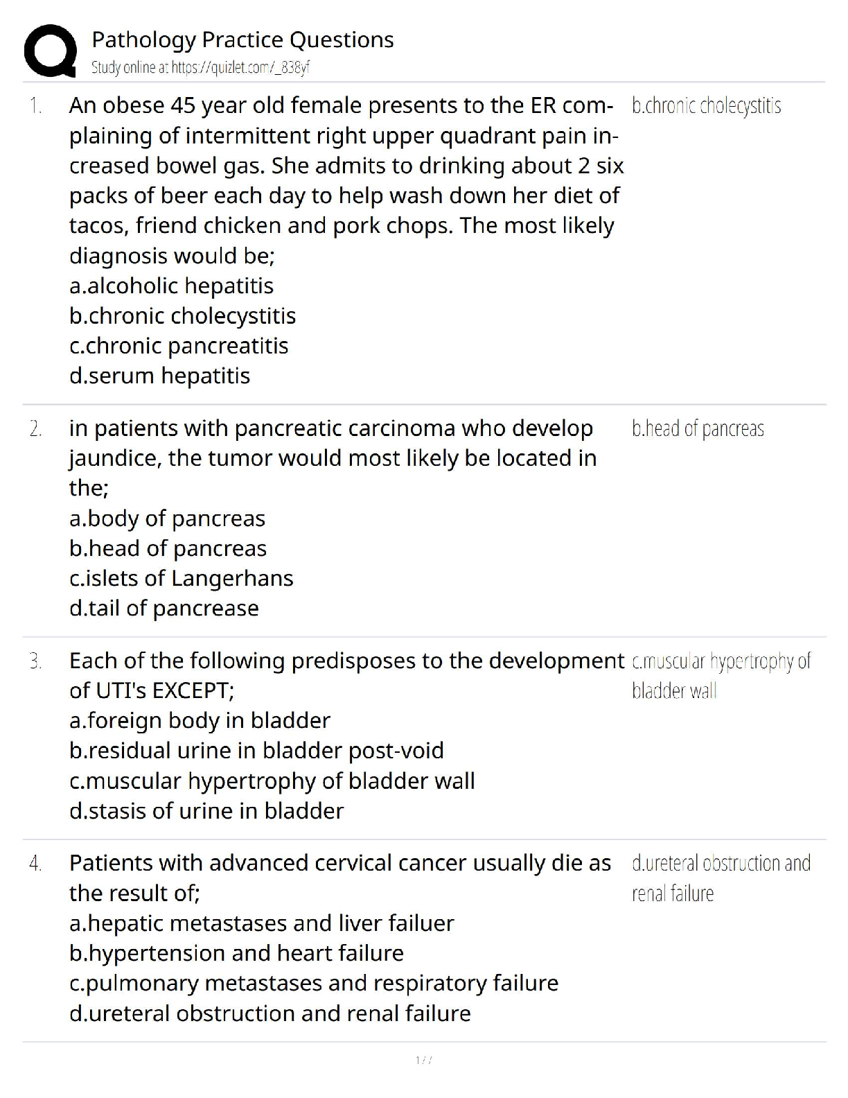 Preview of Pathology Practice Questions   2025 Update / New Version Surgical Tech Certification Test