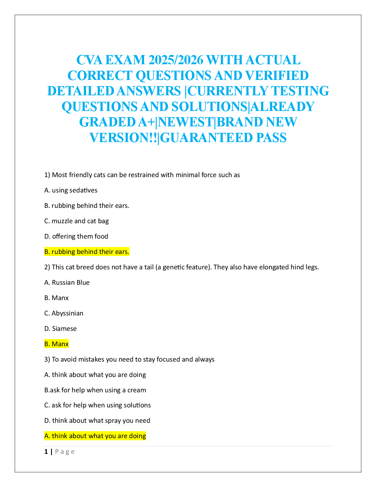 Preview image for CVA EXAM  