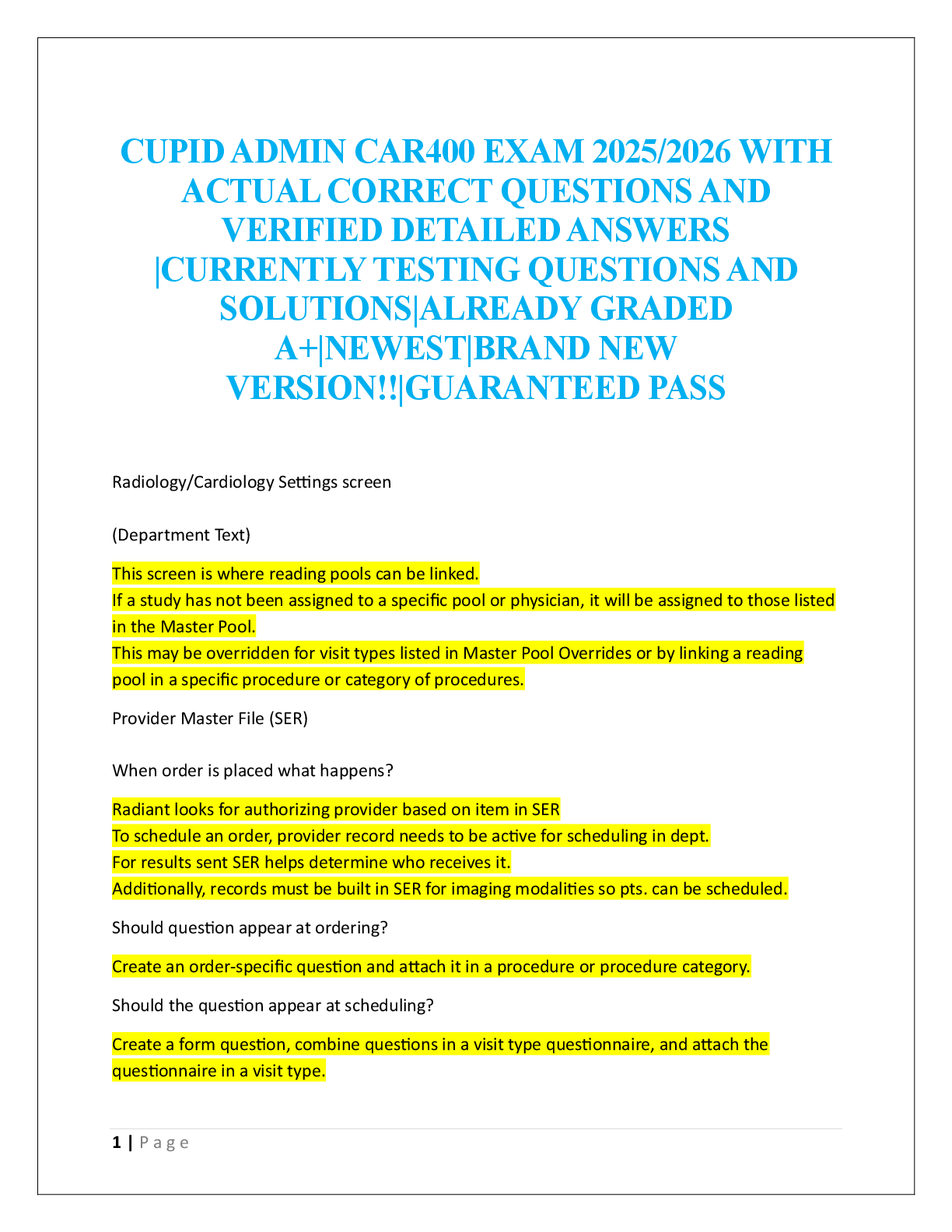 Preview image for CUPID ADMIN CAR400 EXAM  