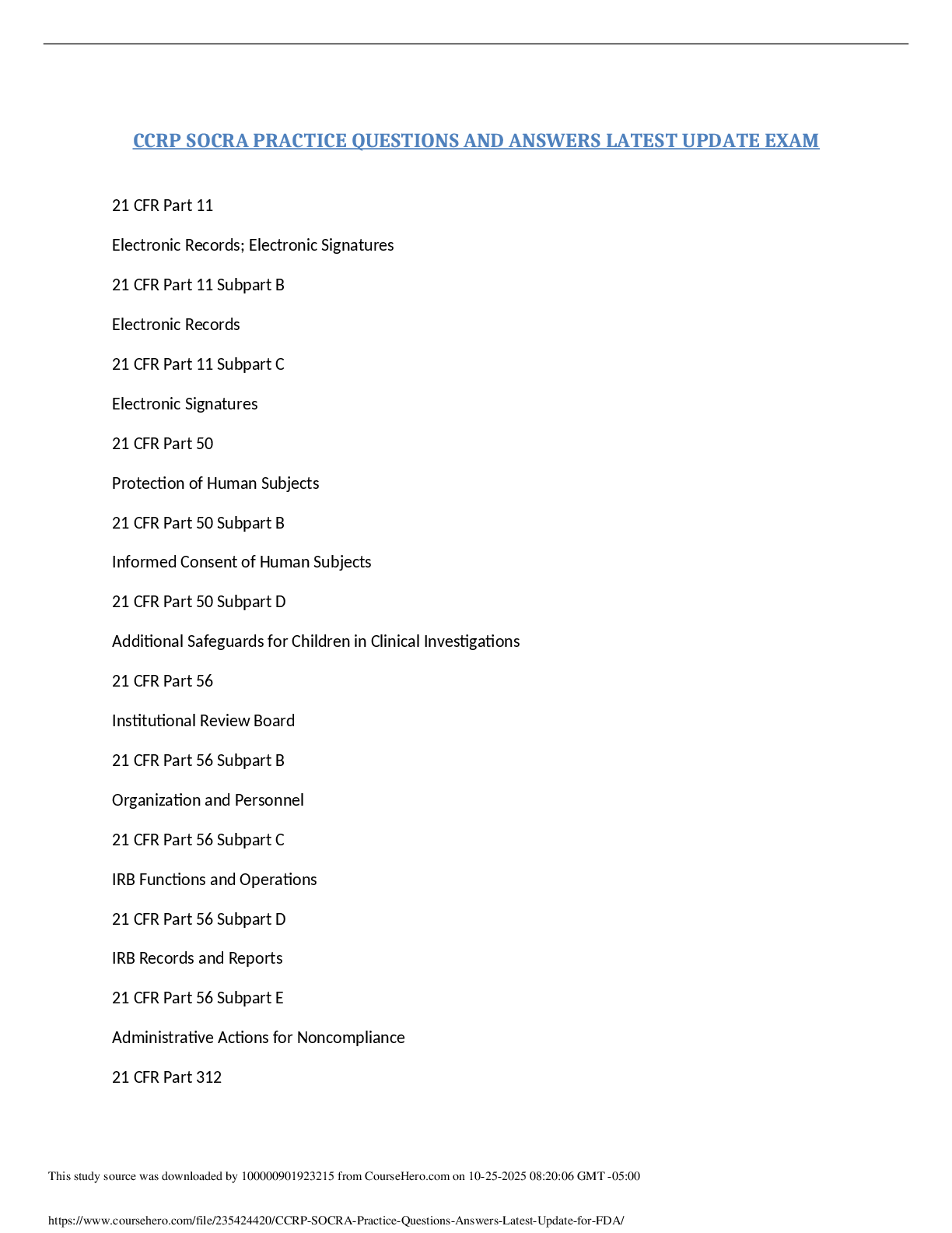 Preview image for CCRP SOCRA PRACTICE QUESTIONS AND ANSWERS LATEST UPDATE EXAM