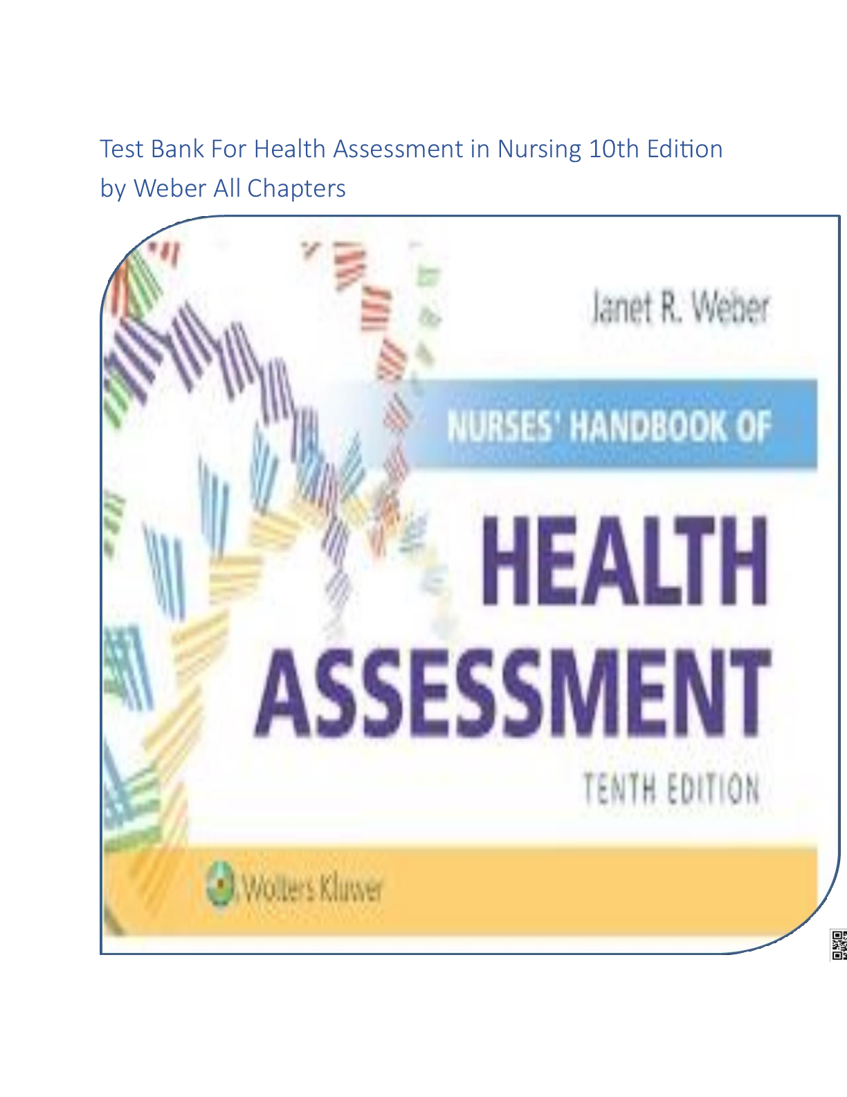 Preview image for Test Bank For Health Assessment in Nursing 10th Edition by Weber All Chapters