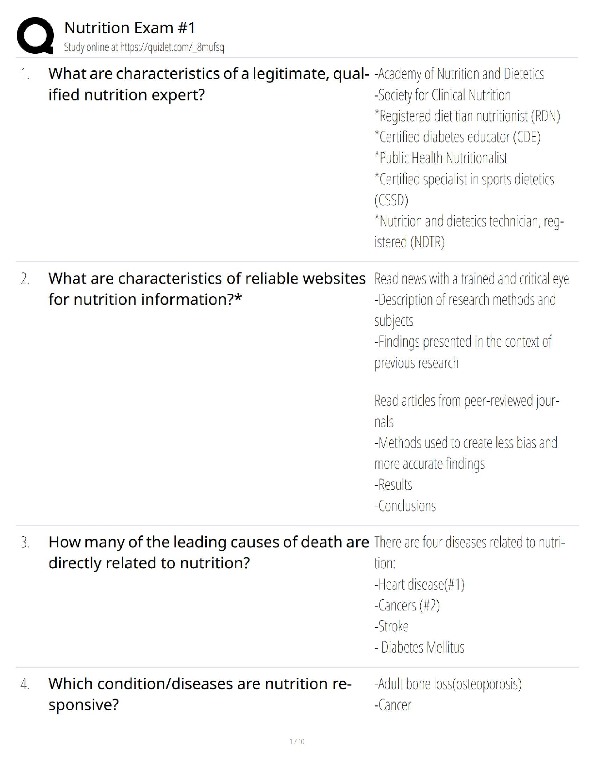 Preview of Nutrition Exam #1 / 2025 Update   Study Guide & Test Bank