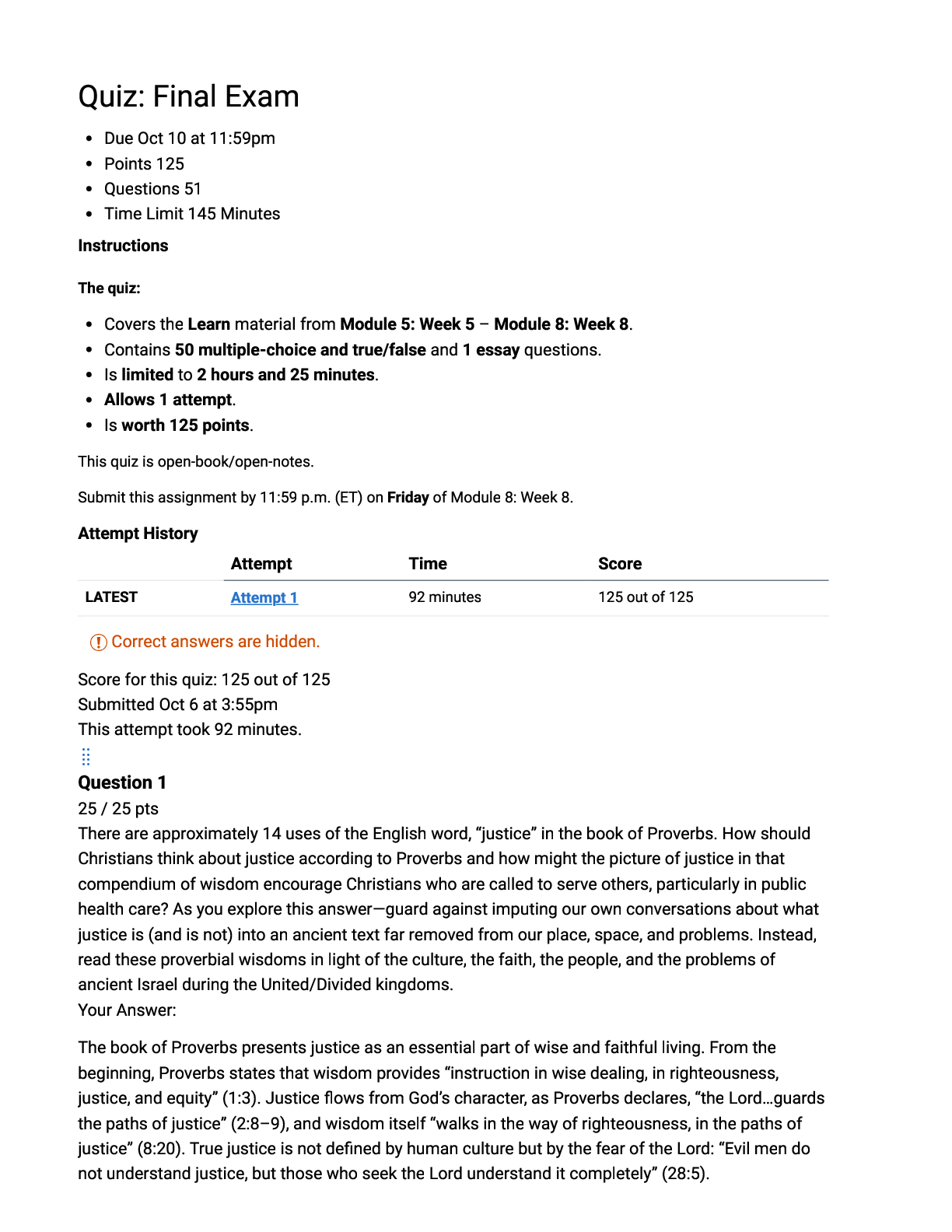 Preview image for HLTH 509 Final Exam | Score 125/125 | Liberty University