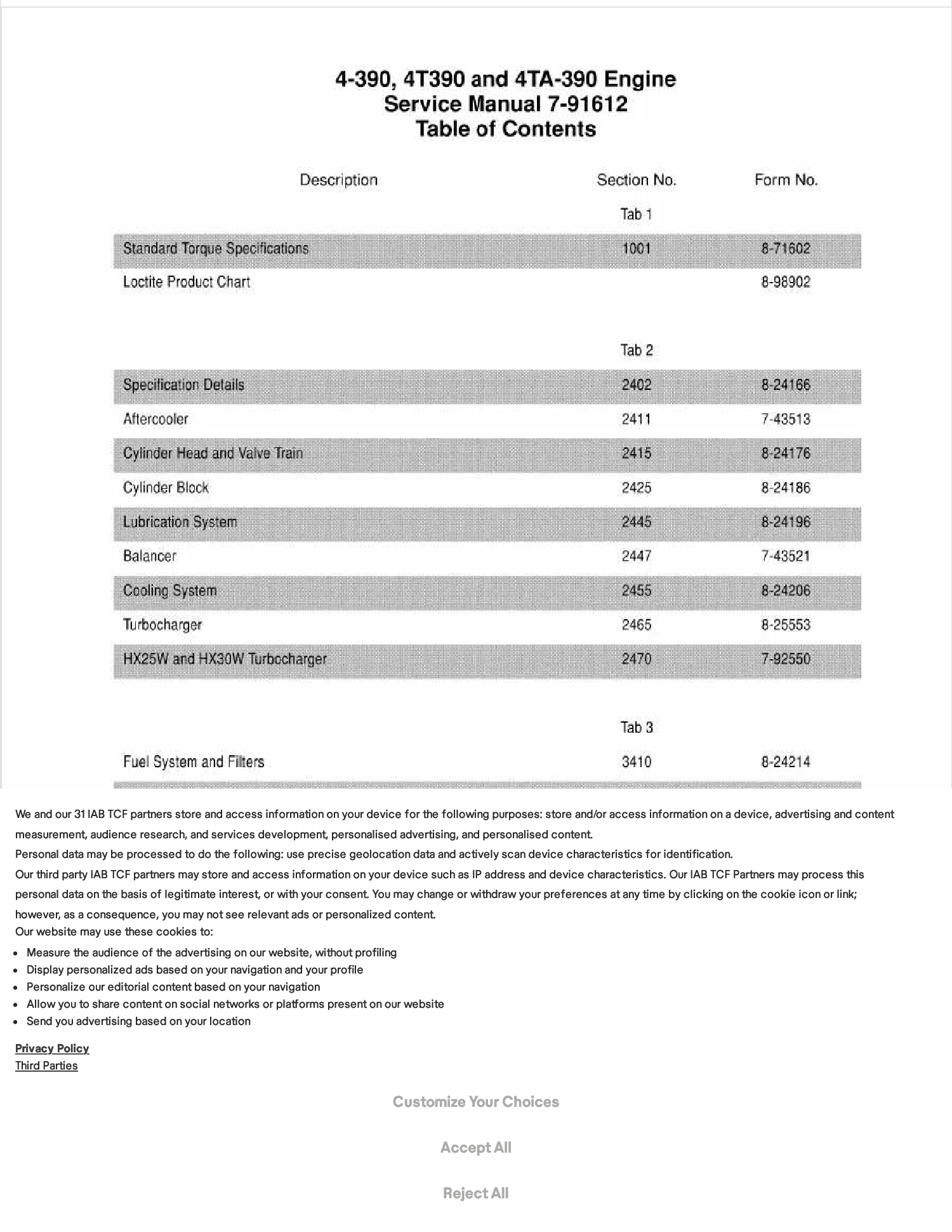 Preview of Case 4-390, 4T390, 4TA-390 Engine Service Manual Repair Shop