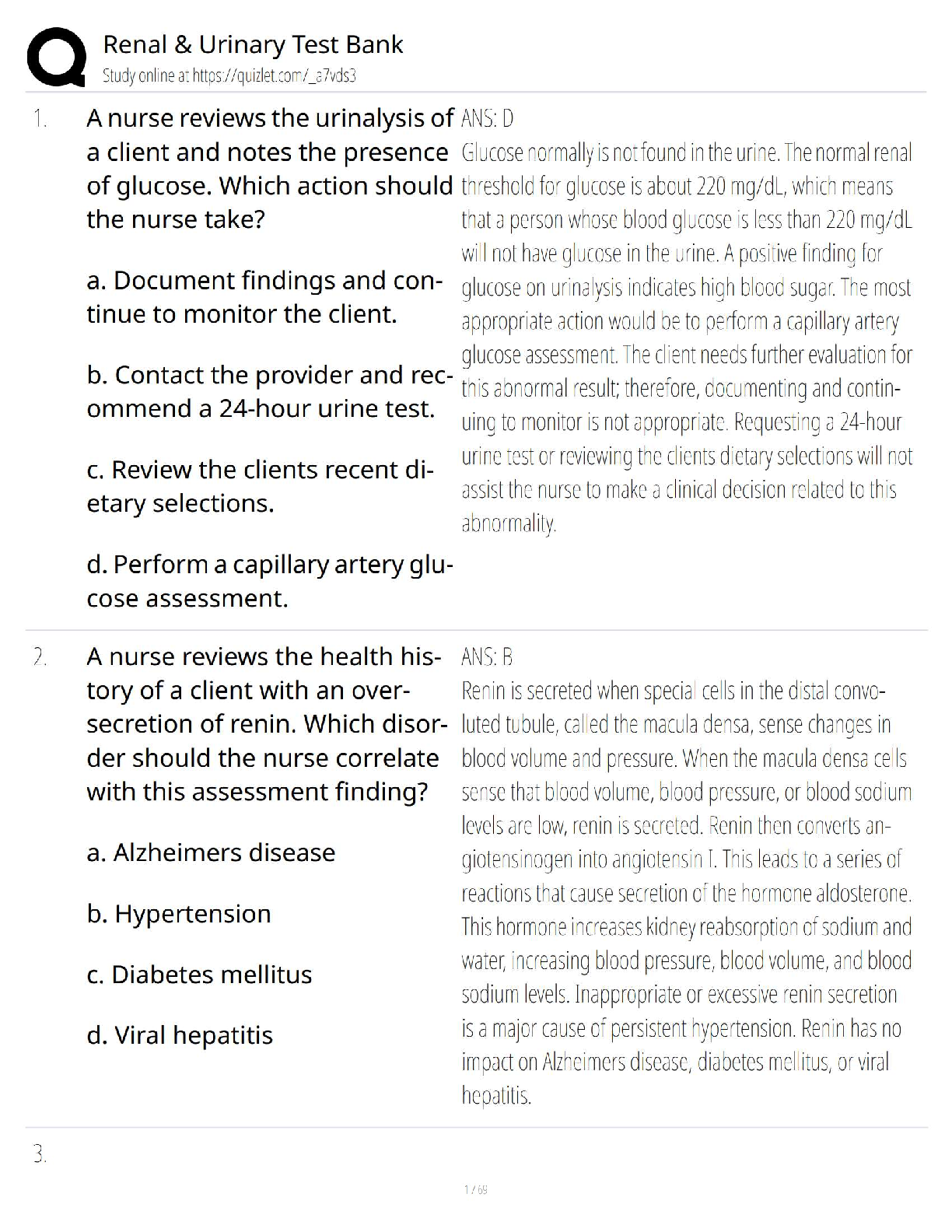 Preview of Renal & Urinary Test Bank / 2025 Update   Anatomy & Physiology NCLEX Study Guide