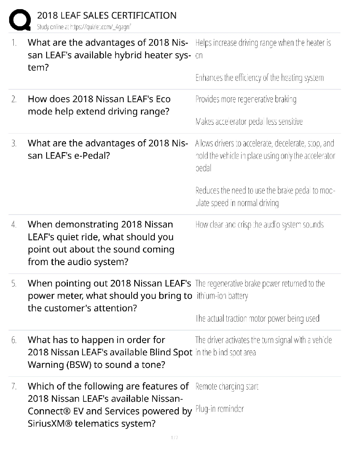 2018 Nissan LEAF Sales Certification / Electric Vehicle Sales Exam / 2026 Update / Practice Test & Study Guide