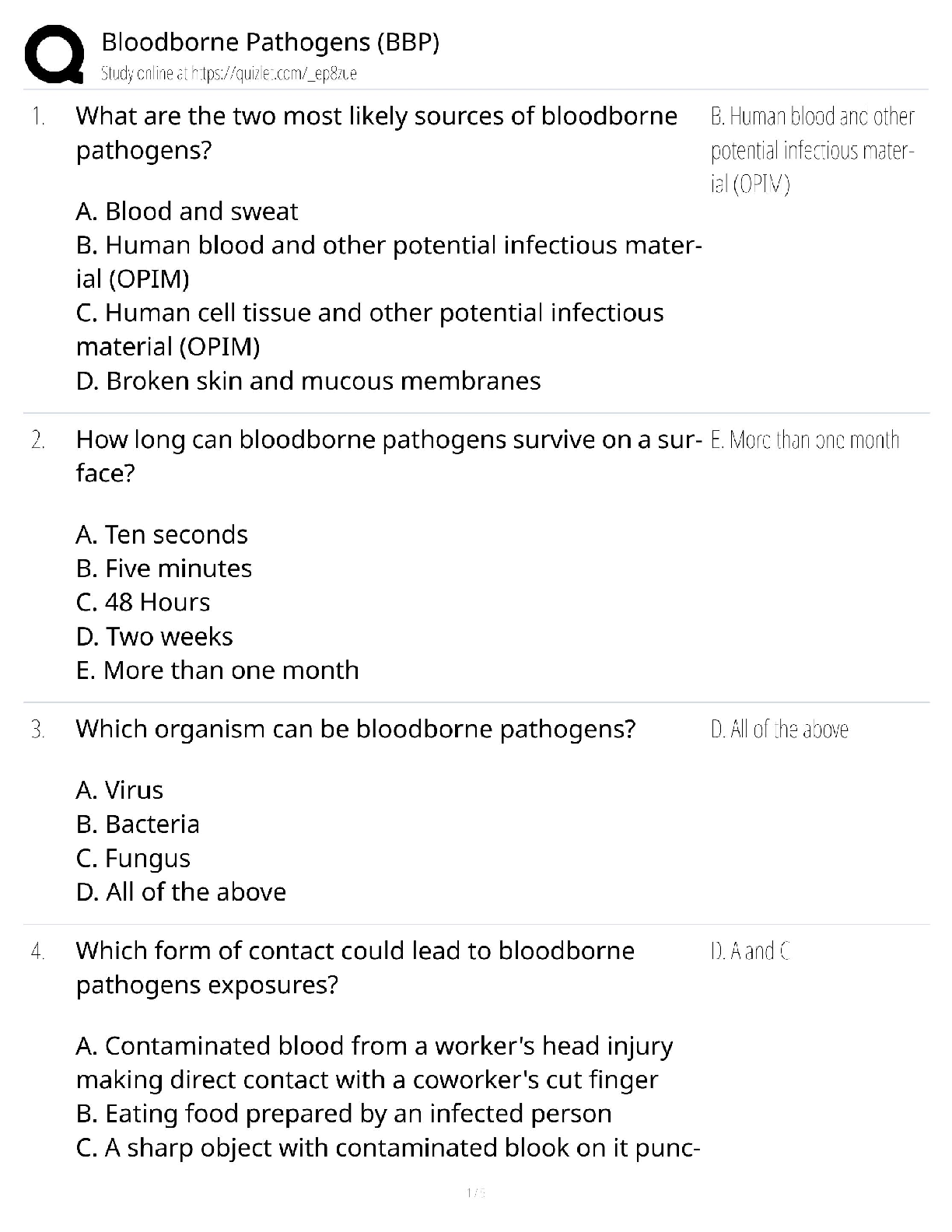 Bloodborne Pathogens (BBP) / OSHA Certification / 2025 Exam / Score 100% Study Guide & Test