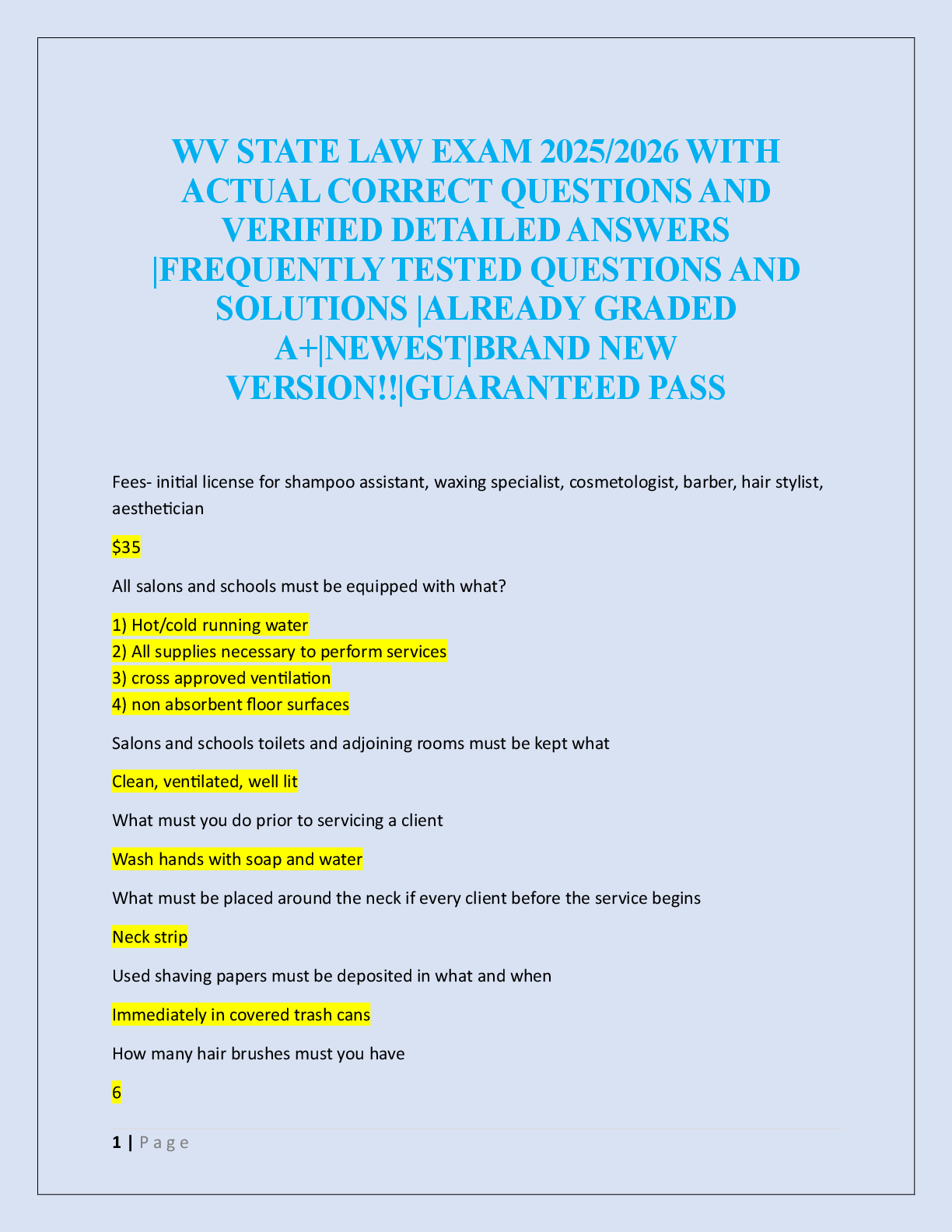 Preview image for WV STATE LAW EXAM 2025/2026