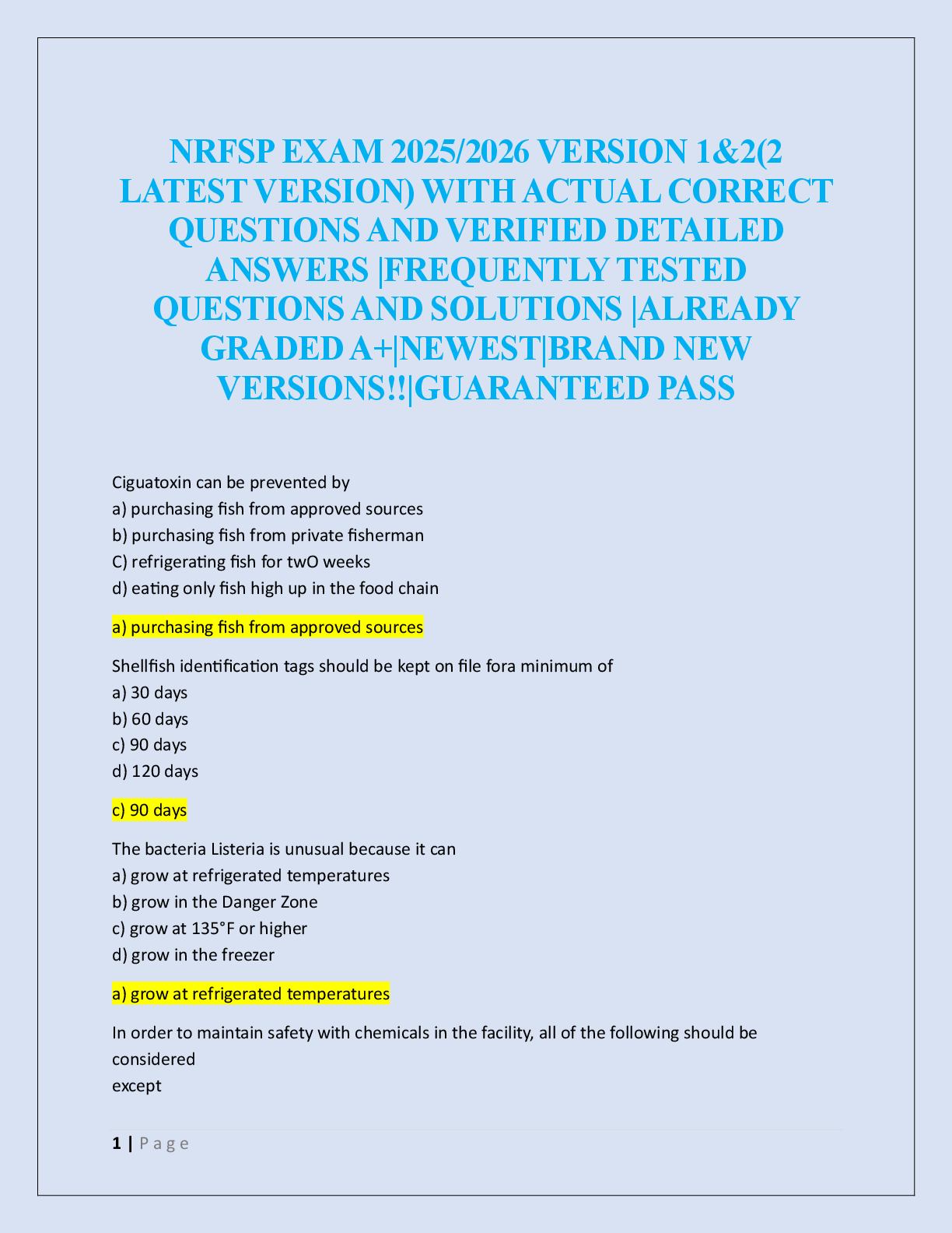 Preview image for NRFSP EXAM 2025/2026 VERSION 1&2(2  LATEST VERSION)