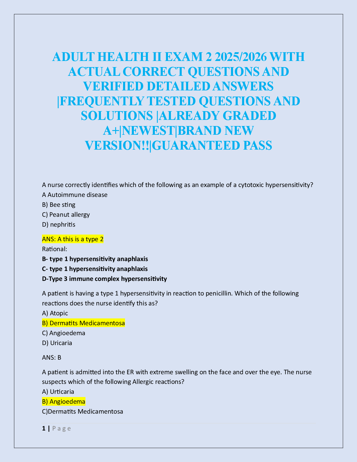 Preview image for ADULT HEALTH II EXAM 2 2025/2026