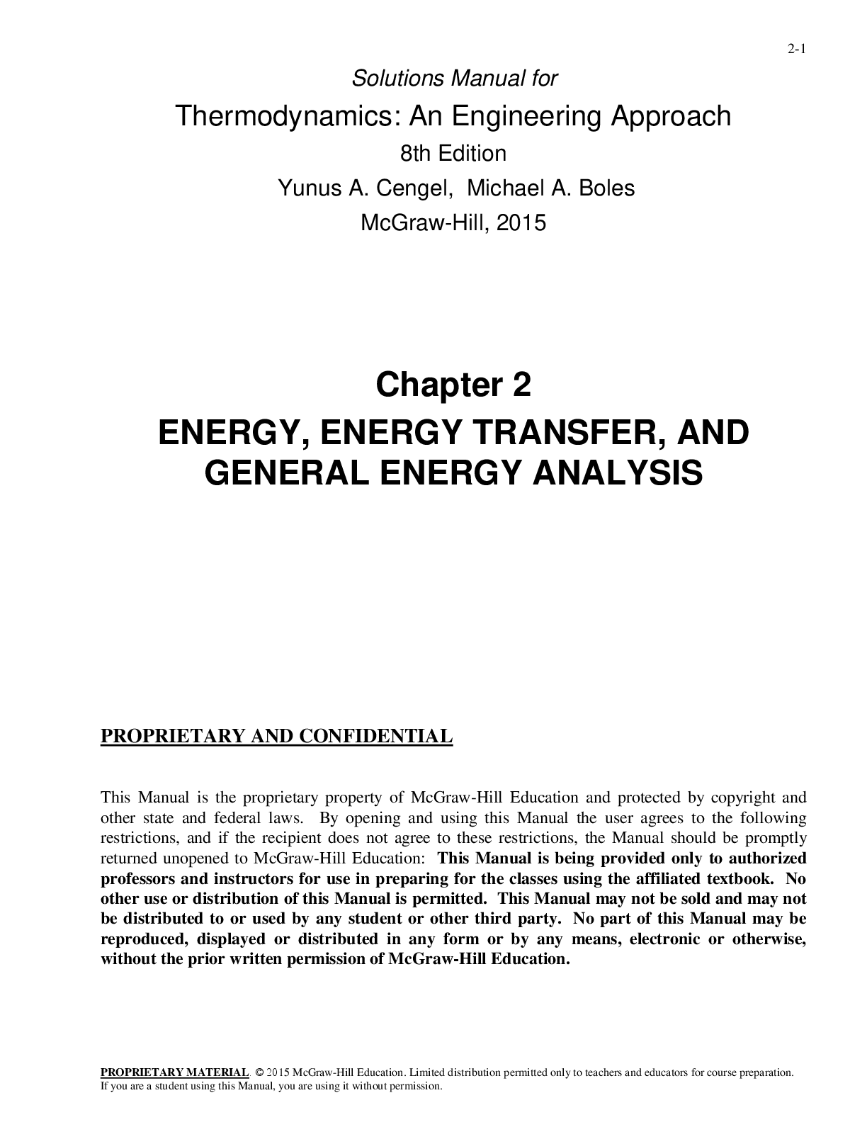Preview image for Solutions Manual for  Thermodynamics: An Engineering Approach   8th Edition  Yunus A. Cengel,  Michael A. Boles