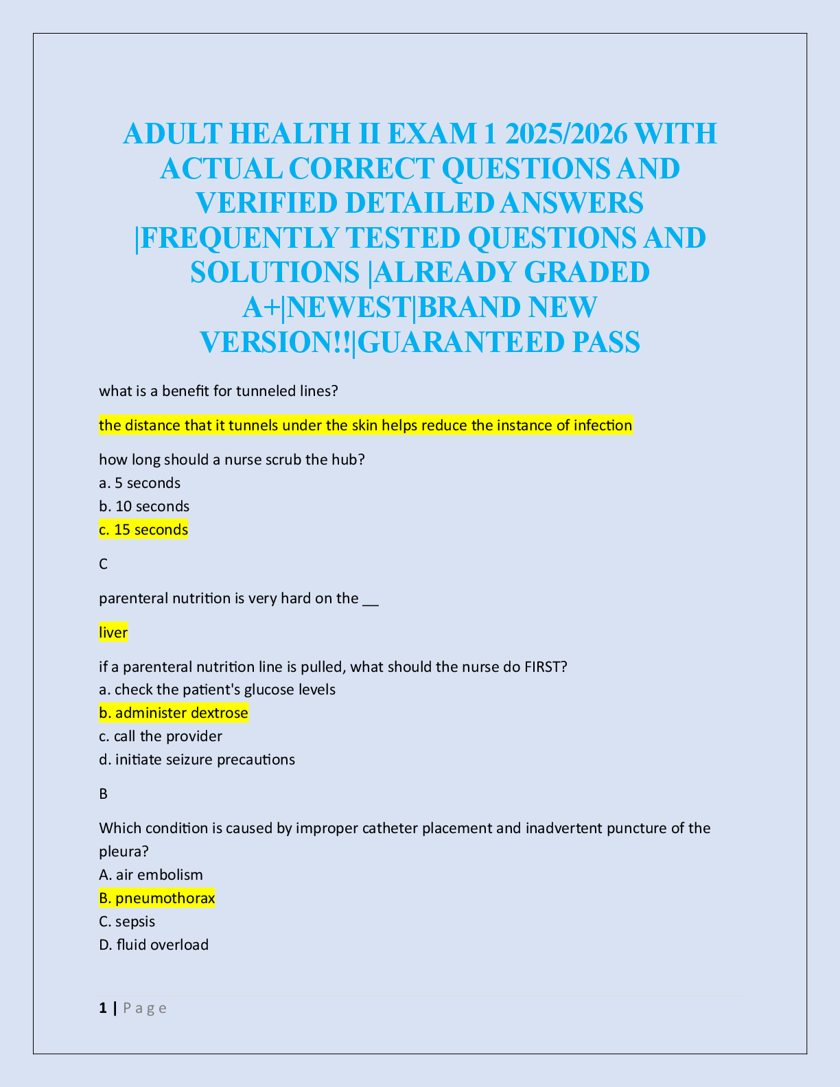 Preview image for ADULT HEALTH II EXAM 1 2025/2026