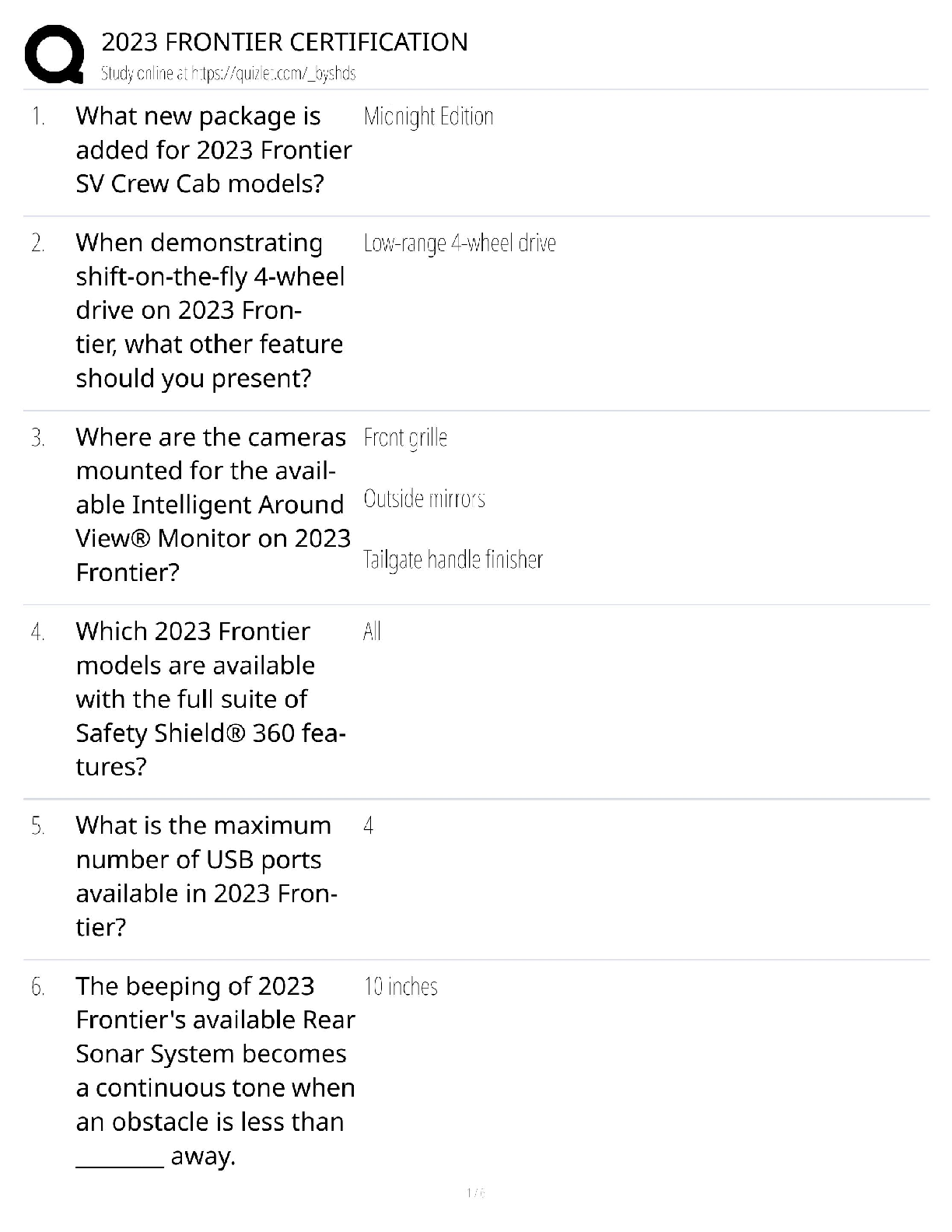 Preview of 2023 Nissan Frontier Certification / ProMaster Exam / 2025 Updated Guide / Score 100% Test Bank
