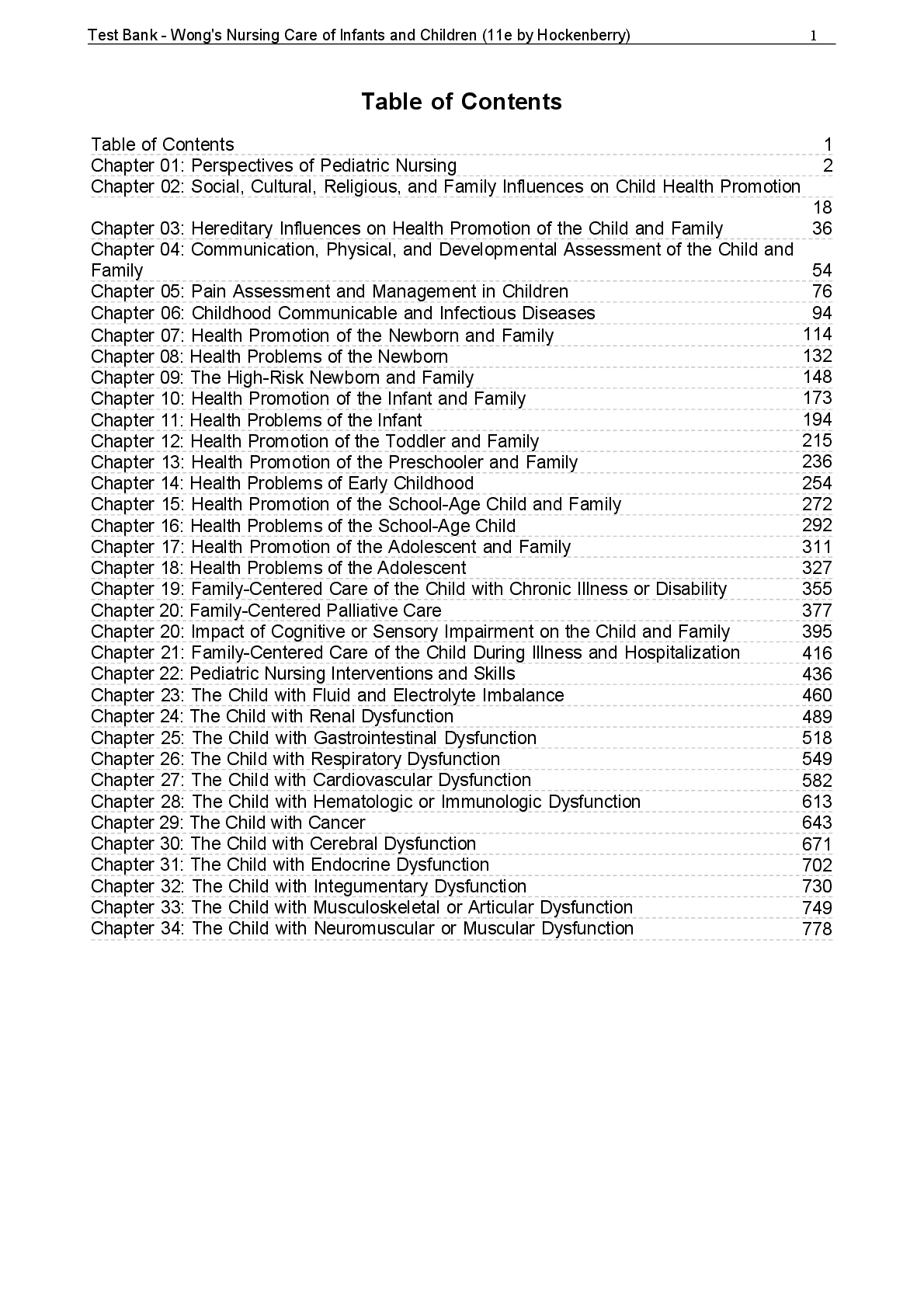Preview image for Test Bank Wong's Nursing Care of Infants and Children 11th edition by Hockenberry