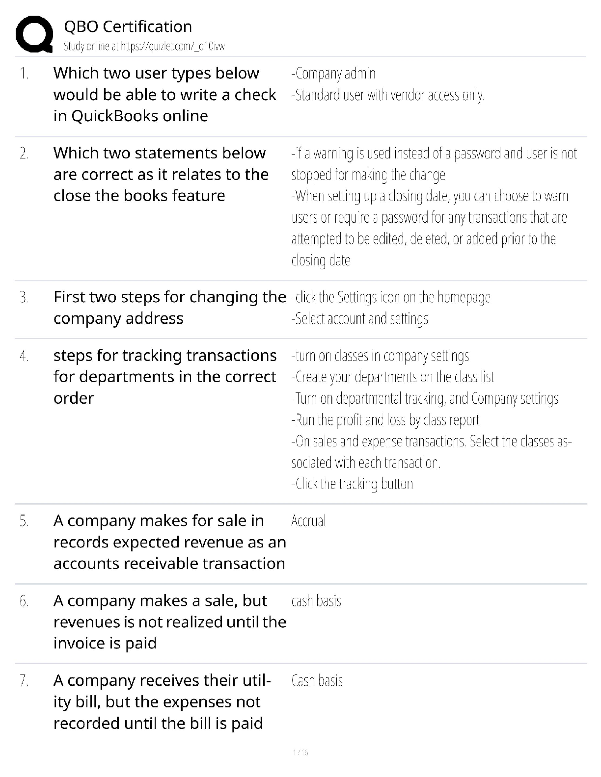 QBO Certification / QuickBooks Online Practice Exam & Study Guide / 2025 Update / Score 100%