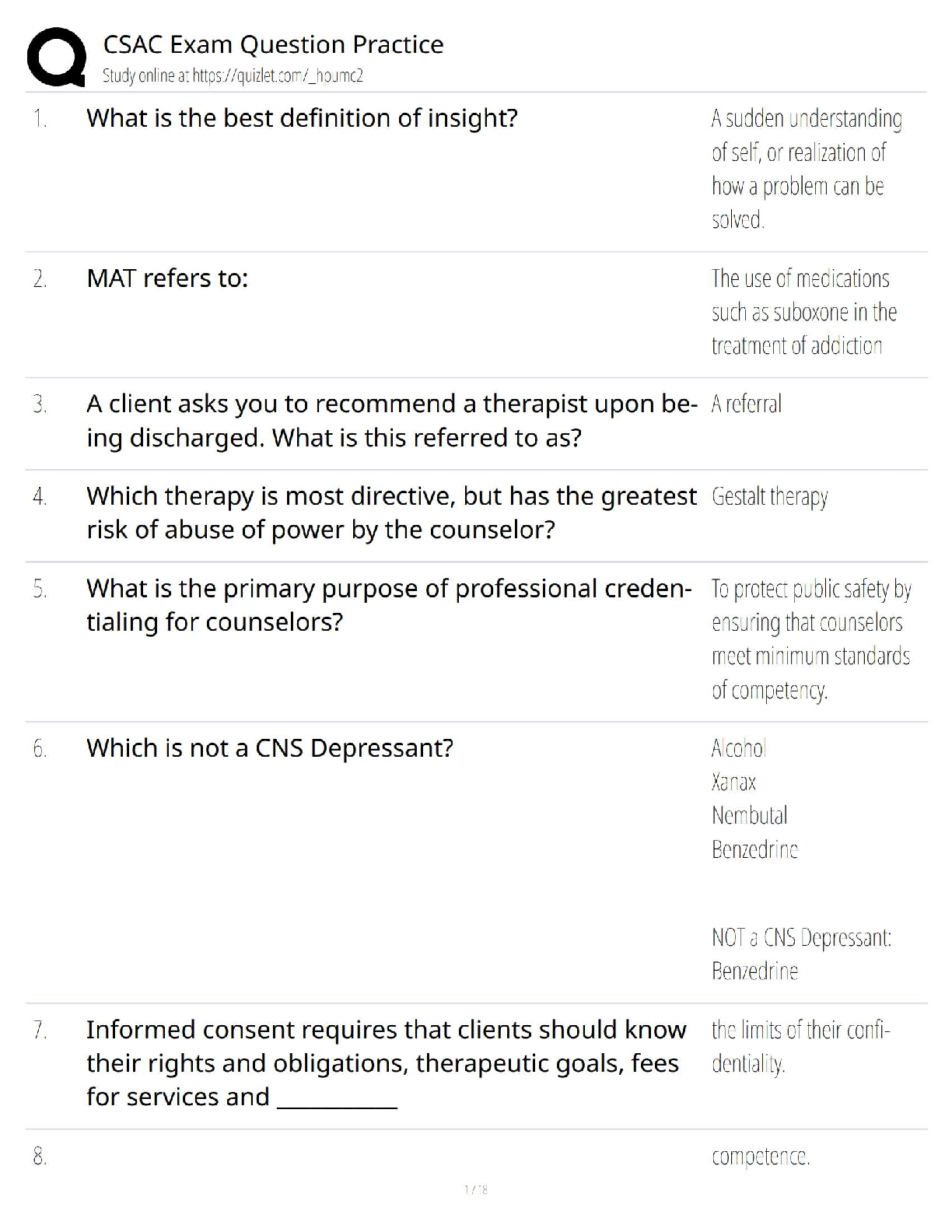 Preview of CSAC Exam Question Practice / Test Bank / Multiple Choice &amp; Answers – 2025 Update