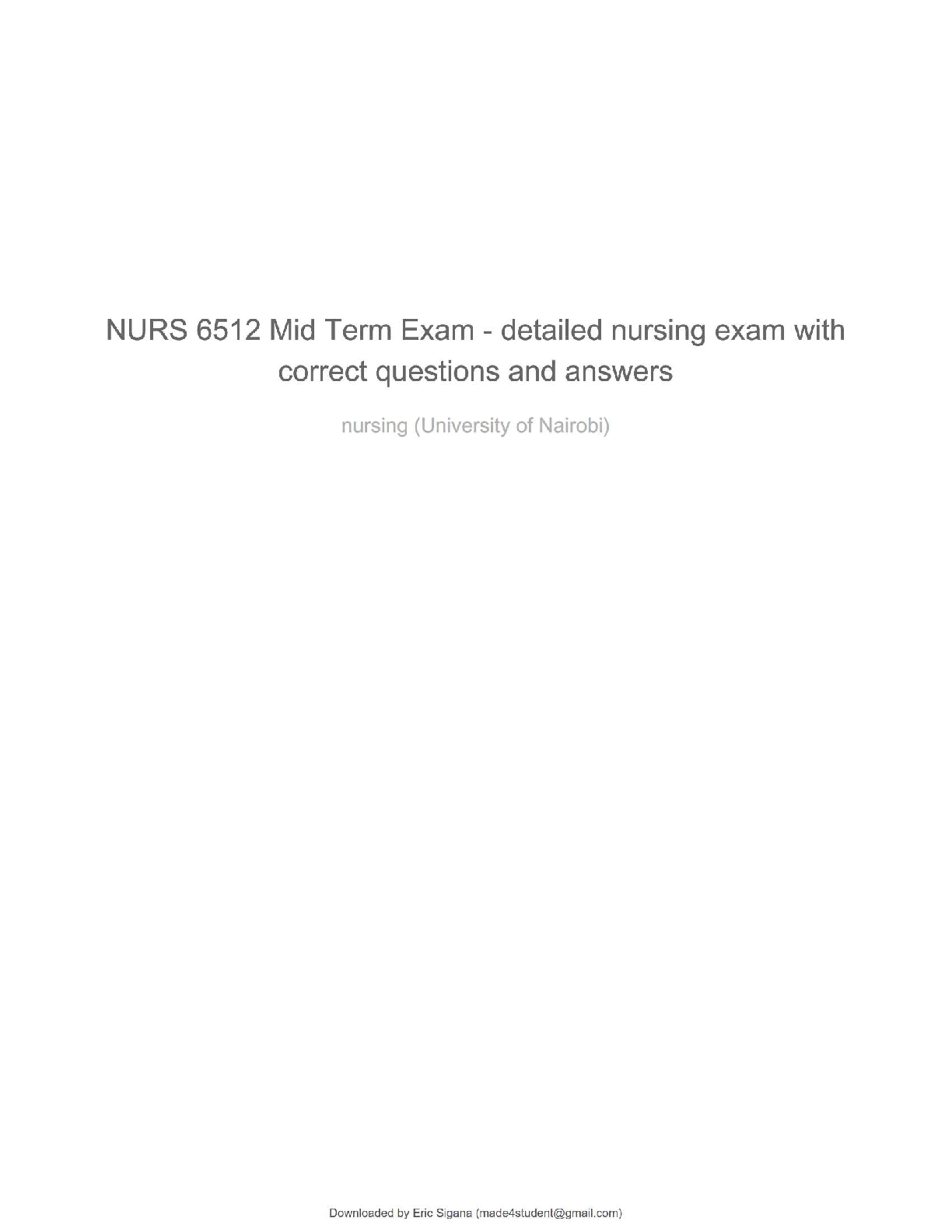 Preview of HNS302 / Medical-Surgical Nursing II (Latest 2025): University of Nairobi | 100 % Accurate