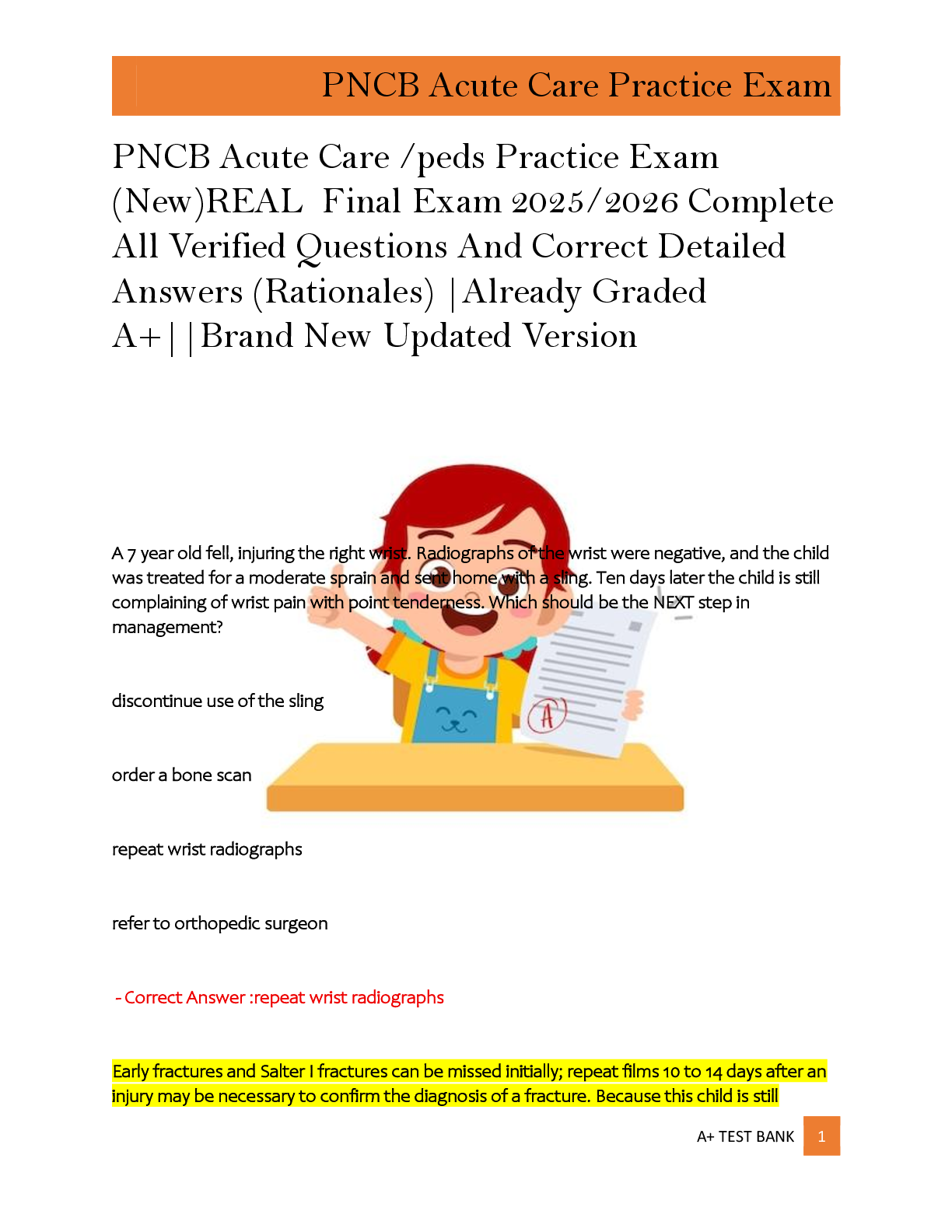 Preview of PNCB Acute Care /peds Practice Exam  (New)REAL  Final Exam 2025/2026 Complete  All Verifie
