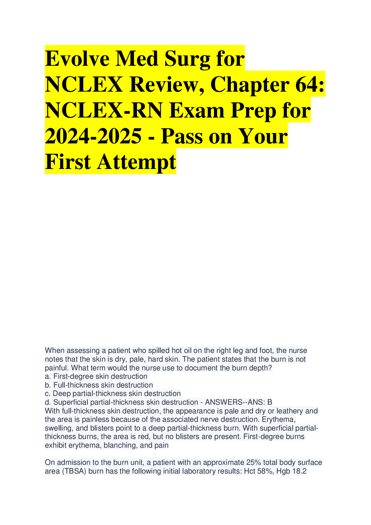 Preview image for Evolve Med Surg for  NCLEX Review, Chapter 64:  NCLEX-RN Exam Prep for  2024-2025 - Pass on Your  First Attempt