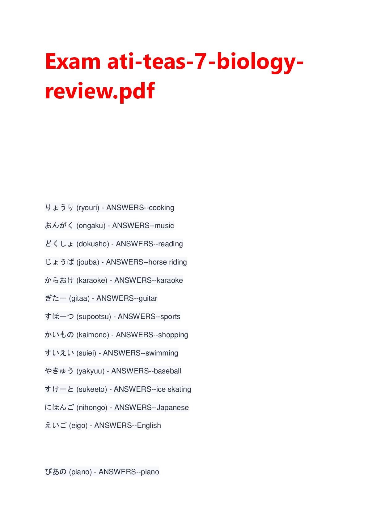 Preview image for Exam ati-teas-7-biologyreview.pdf